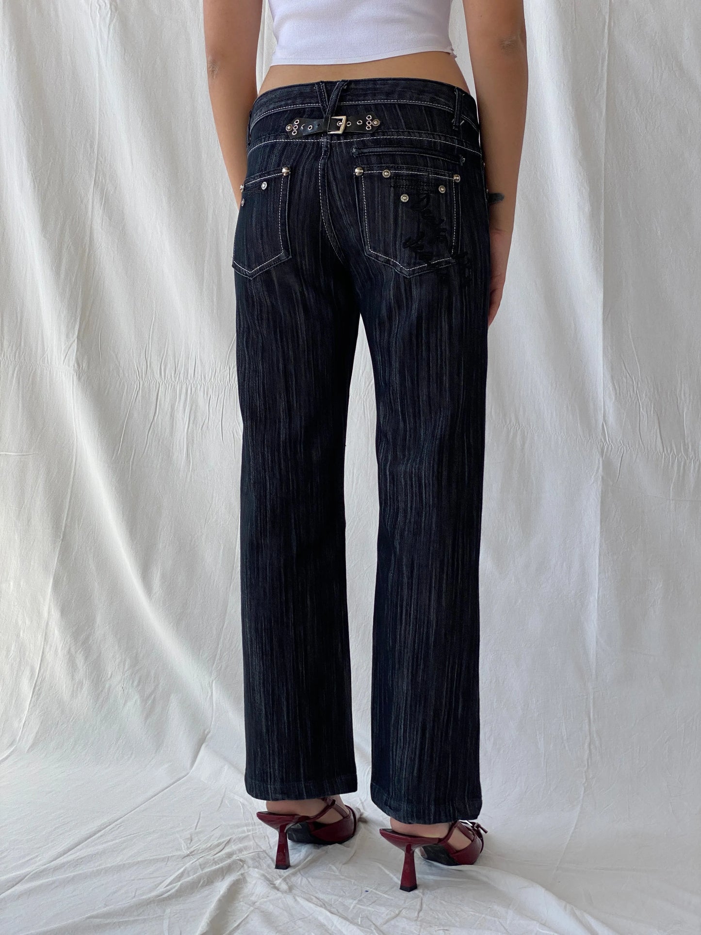 Vintage Y2K Platinum Grunge Dark Wash Low Rise Straight Cut Jeans - 38EUR - Balagan Vintage Jeans 00s, Celine, denim, hiphop jeans, jeans, low rise jeans, vintage jeans, women jeans