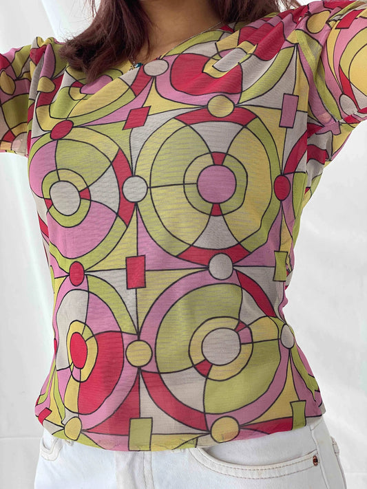 Vintage Y2K Printed Mesh Top - Balagan Vintage Mesh Top 00s, 90s, Deals, mesh, mesh top, Taima