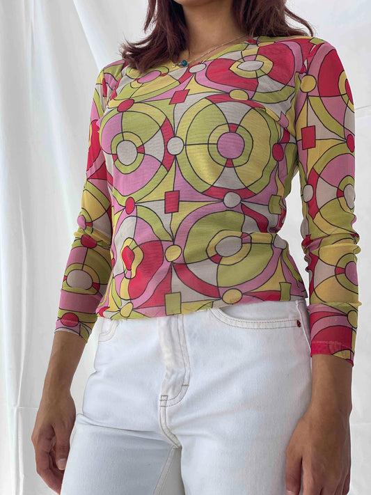 Vintage Y2K Printed Mesh Top - Balagan Vintage Mesh Top 00s, 90s, Deals, mesh, mesh top, Taima