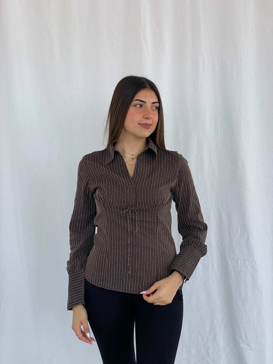 Vintage Y2K Stripped Office Core Top - Size M/L - Balagan Vintage Full Sleeve Shirt 90s, full sleeve shirt, Juana, women skirt
