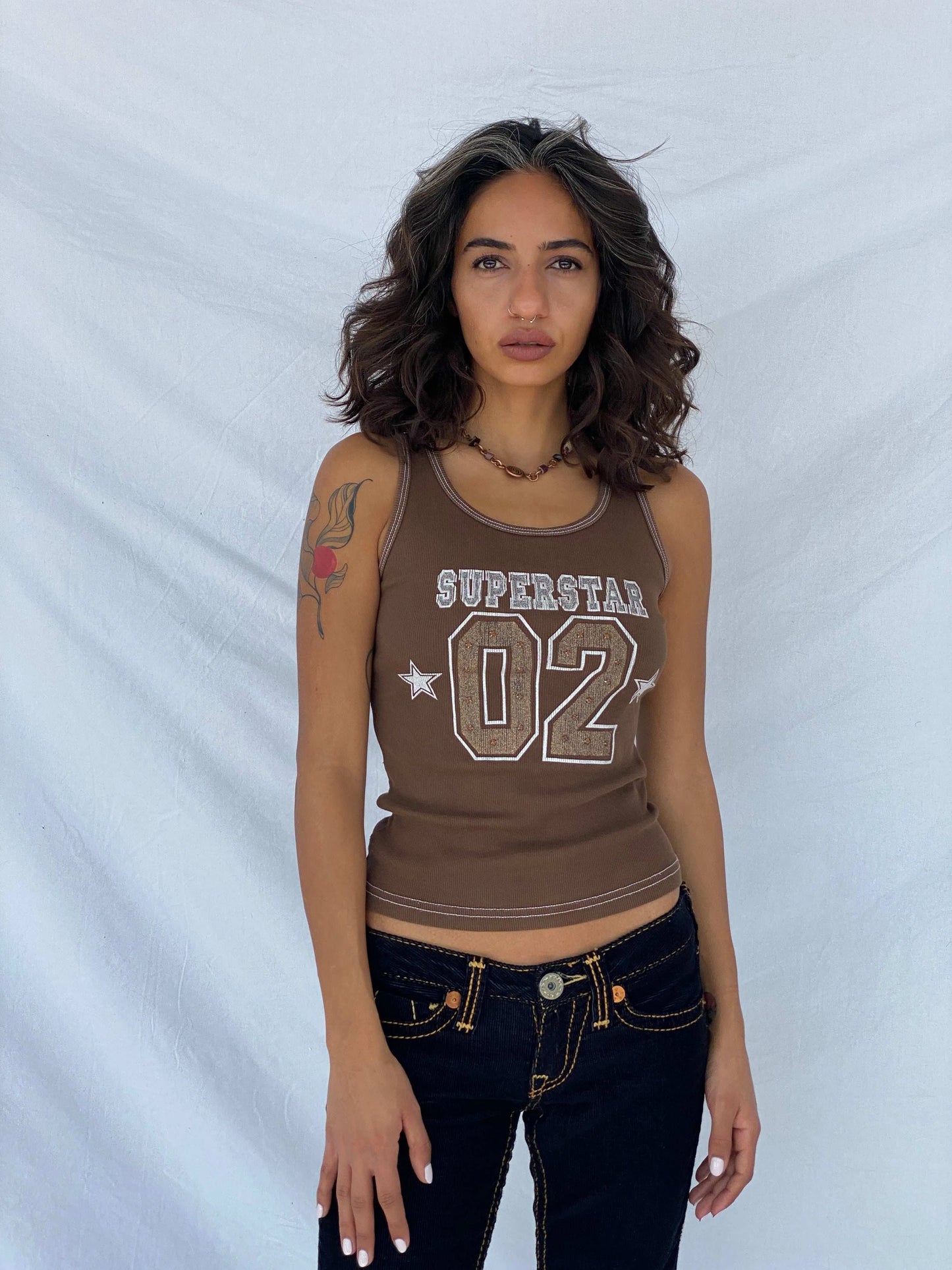Vintage Y2K Superstar Brown Tank Top - Size S - Balagan Vintage Sleeveless Top 00s, sleeveless top, Tojan, Y2K