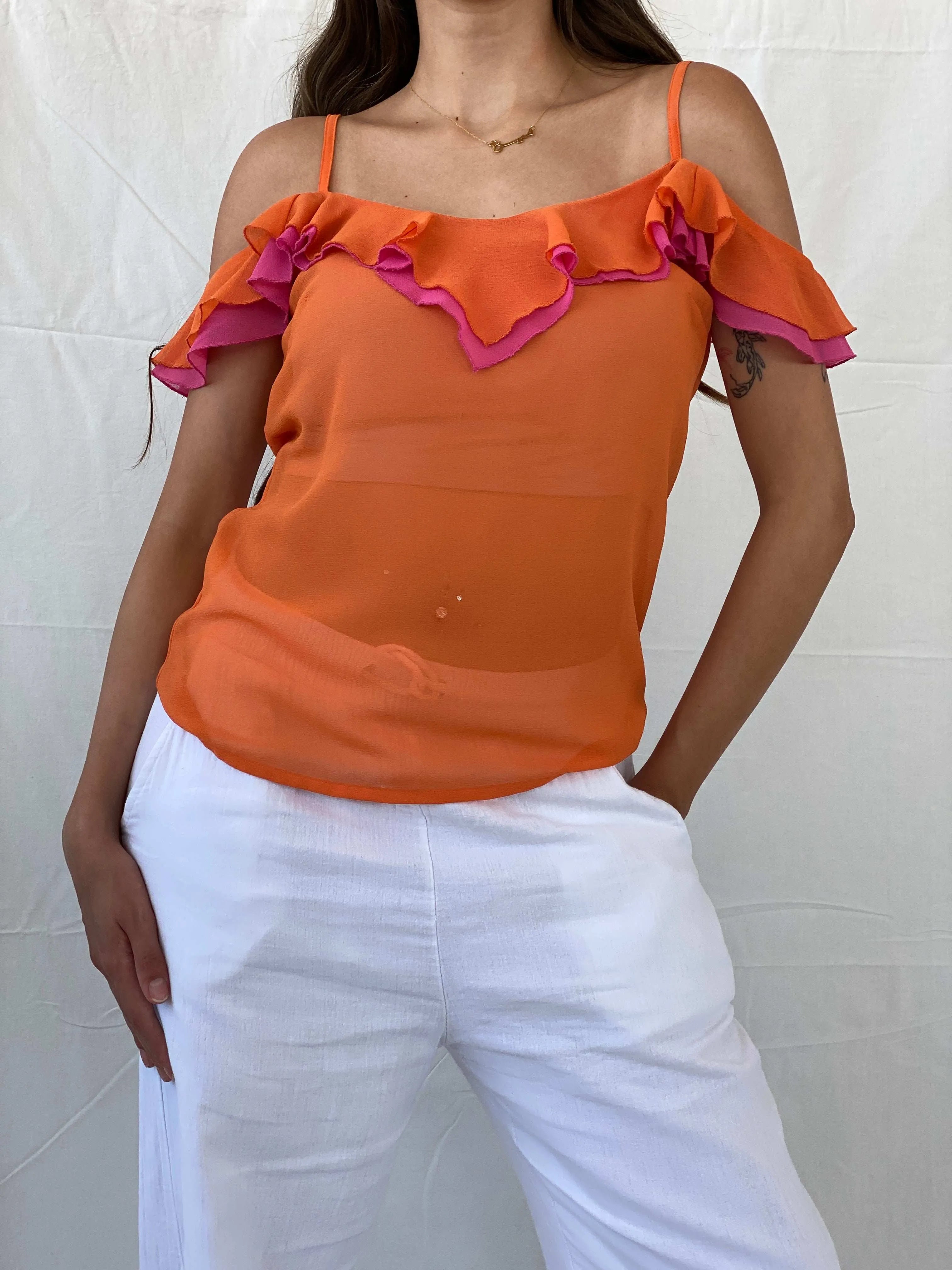 Vintage Y2K Together Ruffle Top - S - Balagan Vintage Sleeveless Top 00s, Cami, Mira, summer, women top