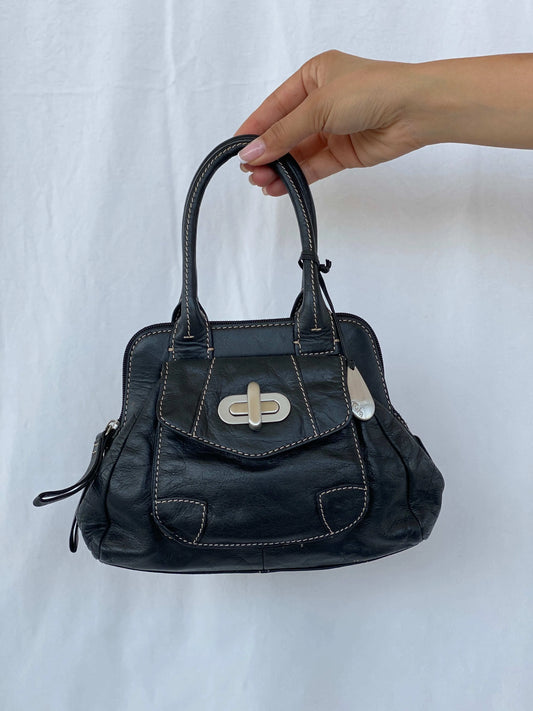 Vintage Y2K Tula Mini Leather Handbag - Balagan Vintage Handbags black leather, mini handbag, Y2K