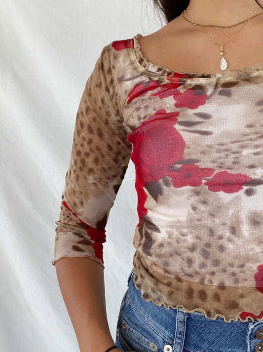 Vintage Y2K XANAKA Floral Sheer Top - Balagan Vintage Sheer Top 00s, 90s, floral, Rahmeh, Rama, sheer