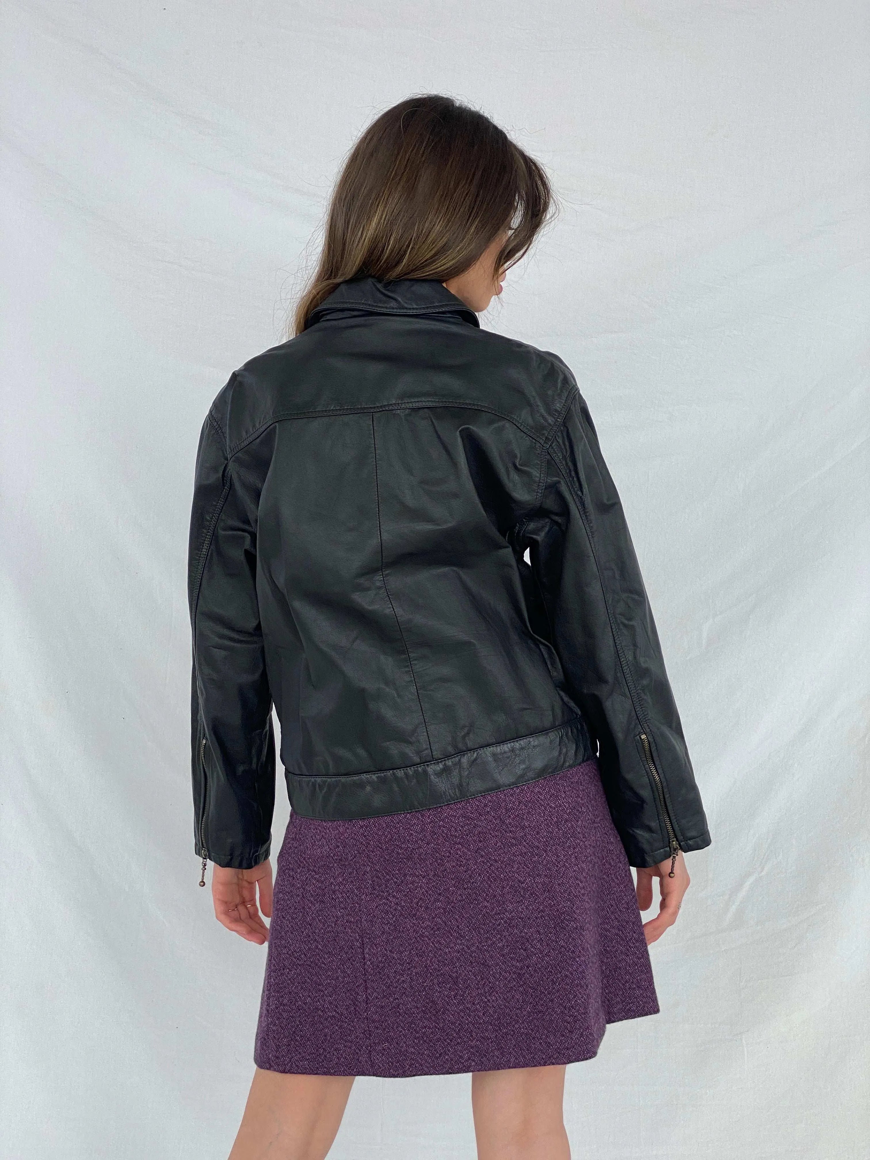 Vintage Young Fashion Genuine Leather Jacket - Size Medium - Balagan Vintage Leather Jacket 90s, Coats&Jackets, genuine leather, genuine leather jacket, Mira, winter, Women's Leather Jackets
