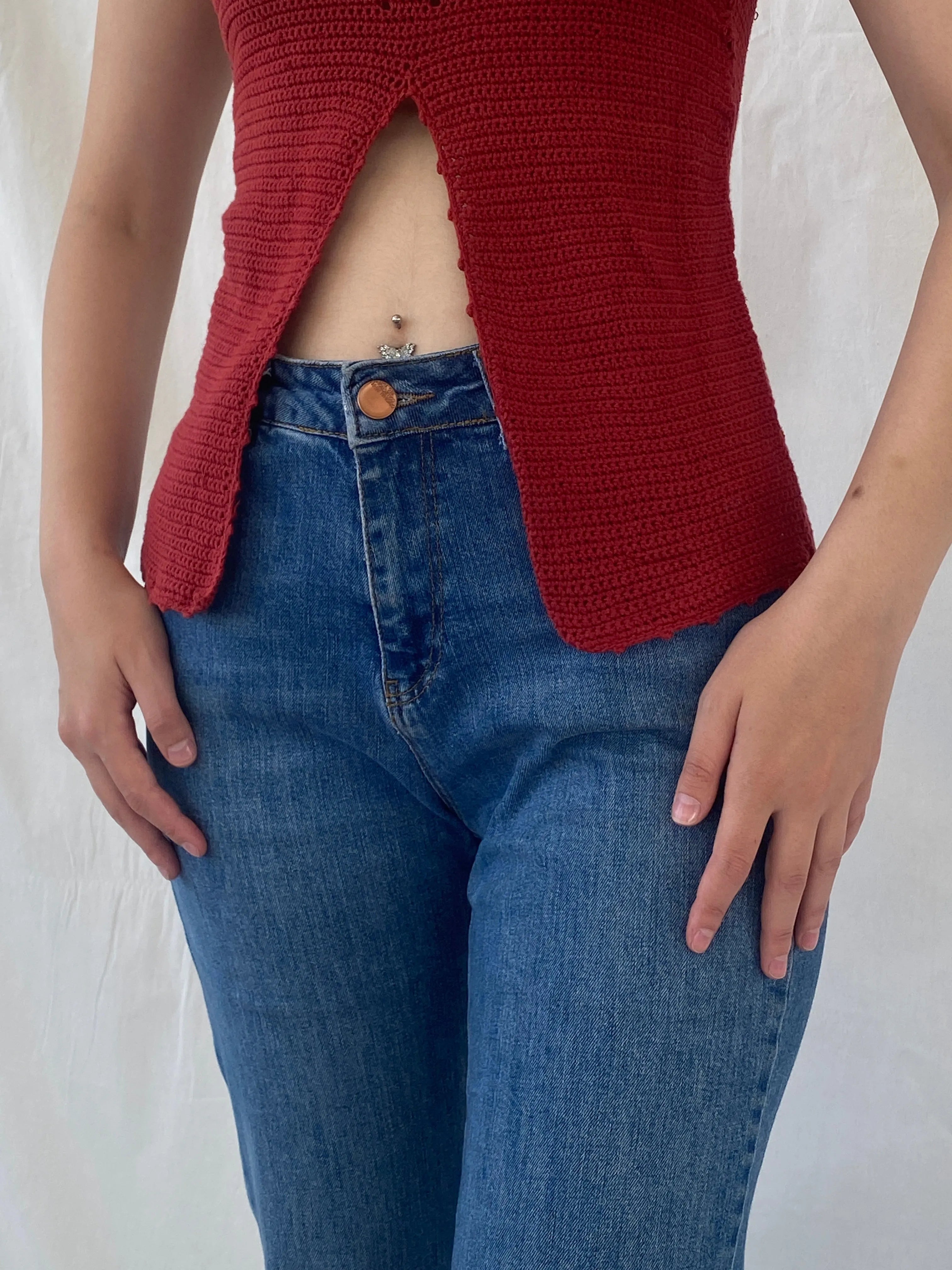 Wet Seal Red Knitted Halter Top - S - Balagan Vintage Halter Top 00s, Ayah, knit, knitted, women top