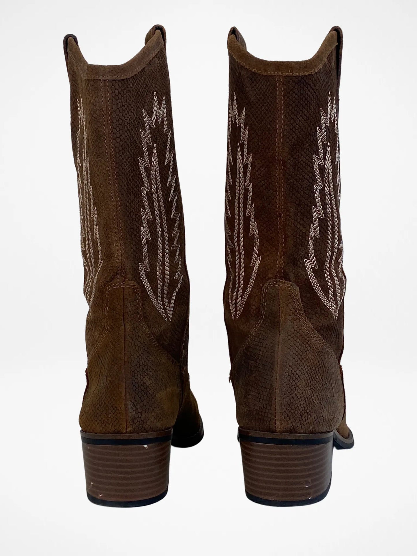 White Mountain Caraway Cowgirl Brown Genuine Leather Boots - 38EUR - Balagan Vintage Cowboy boots 00s, 90s, Boots, brown leather, cowboy, cowboy boots, shoes