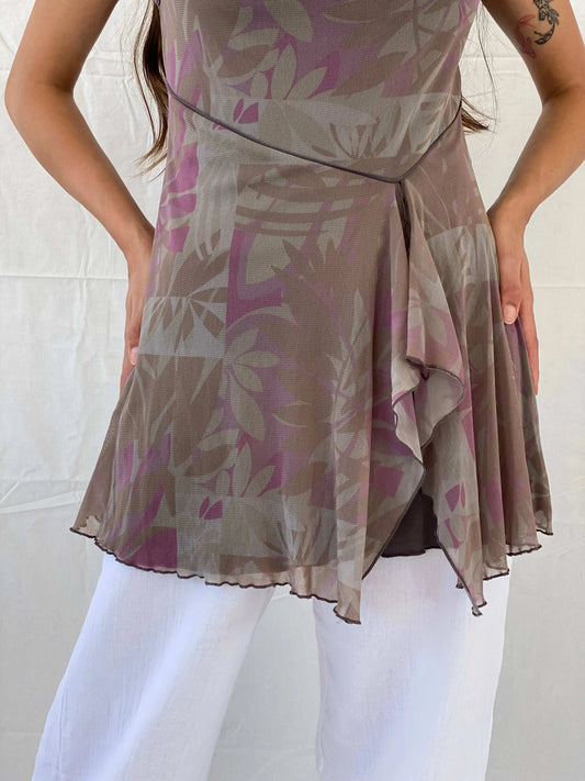 Y2K Atmos Fashion Pastel Floral Top - M - Balagan Vintage Sleeveless Top 00s, Mira, women top