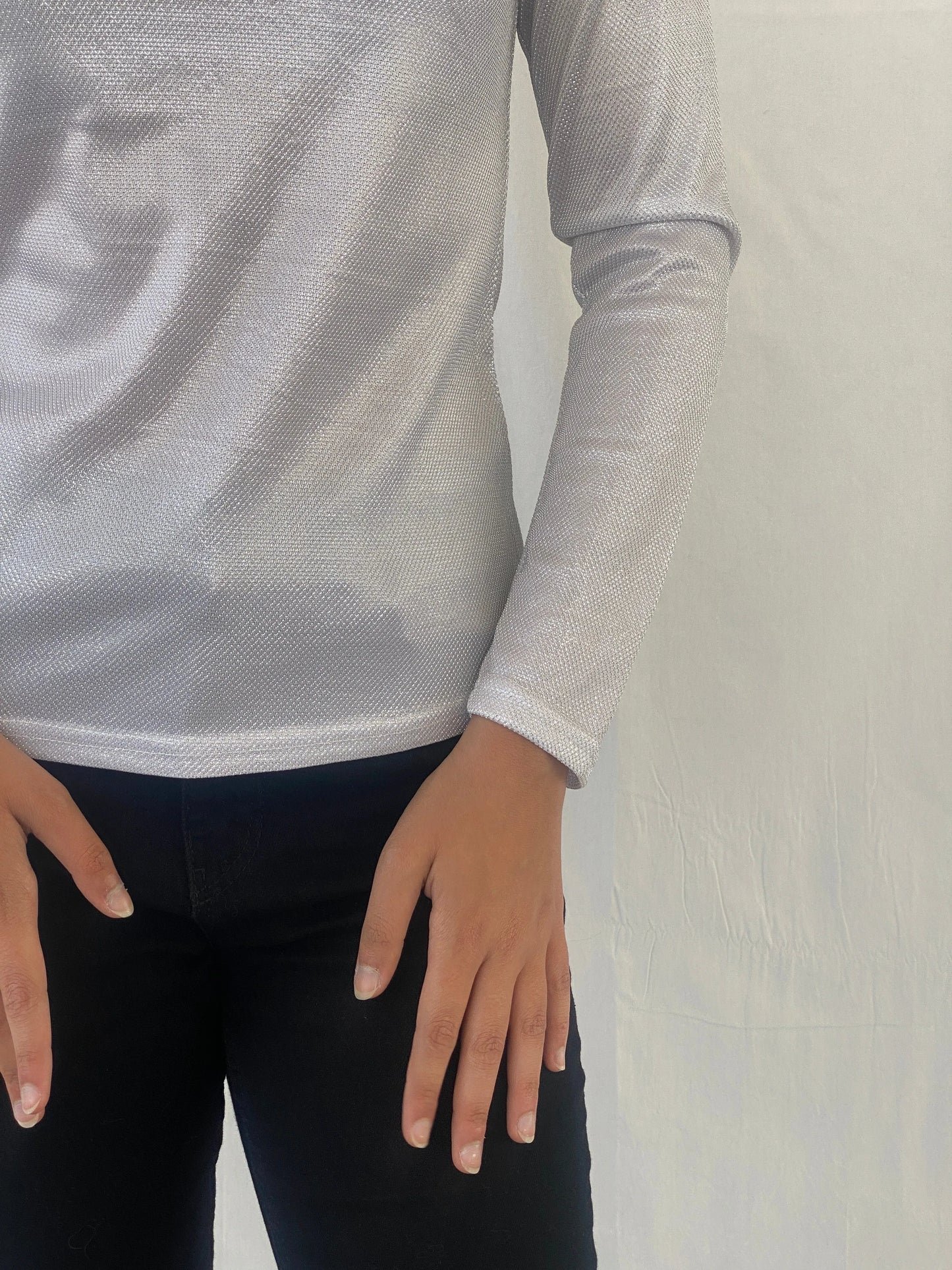 Y2K Bill Bird Shimmery Women’s Full Sleeve Top - S - Balagan Vintage Sleeveless Top 00s, Celine, full sleeve top, shimmer, women top