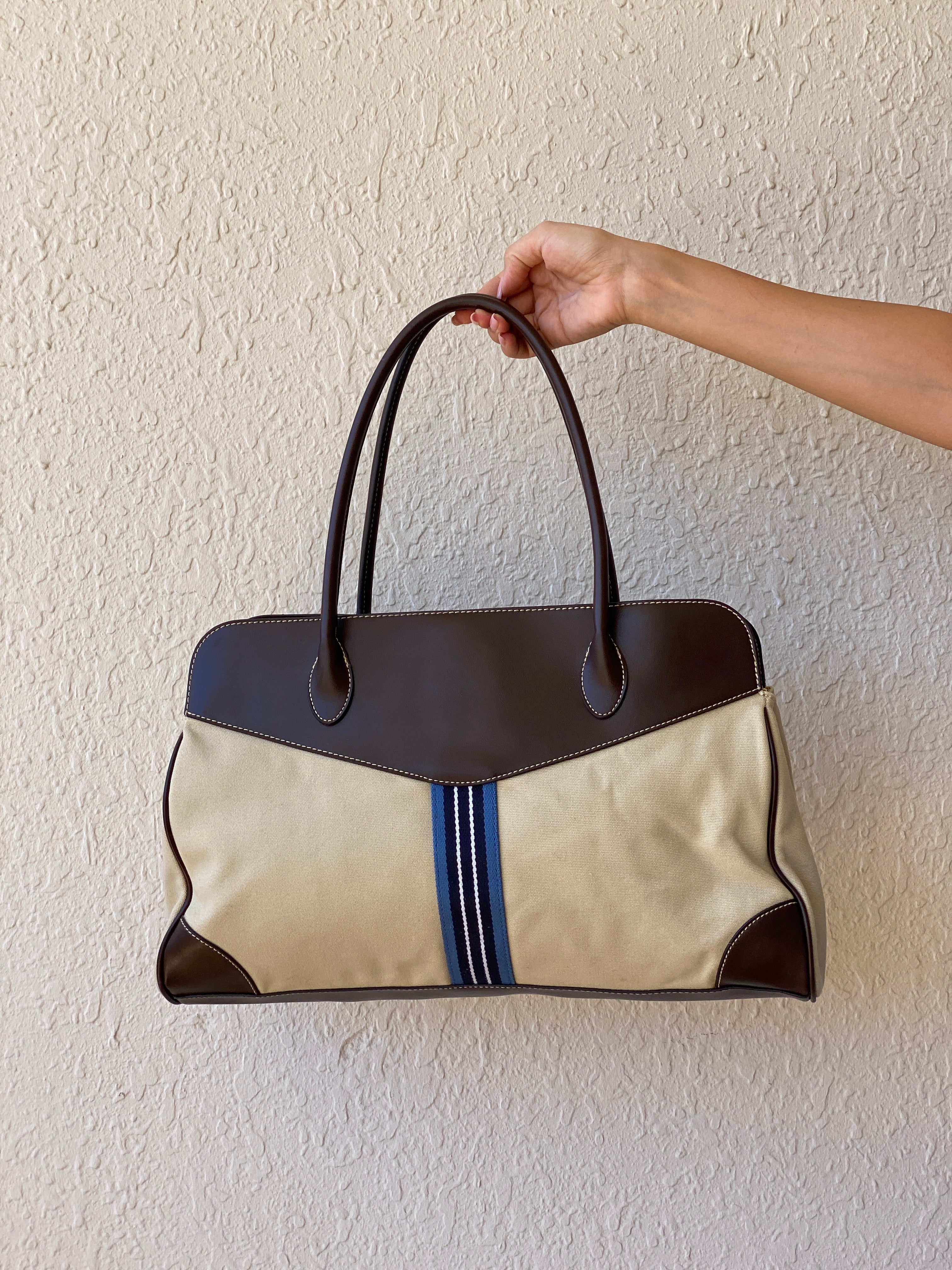 Y2K Chaps By Ralph Lauren Shoulder Bag Canvas & Vegan Leather Purse - Balagan Vintage Shoulder Bag 00s, 90s, bag, Chaps, chaps by ralph lauren, NEW IN, shoulder bag, Y2K