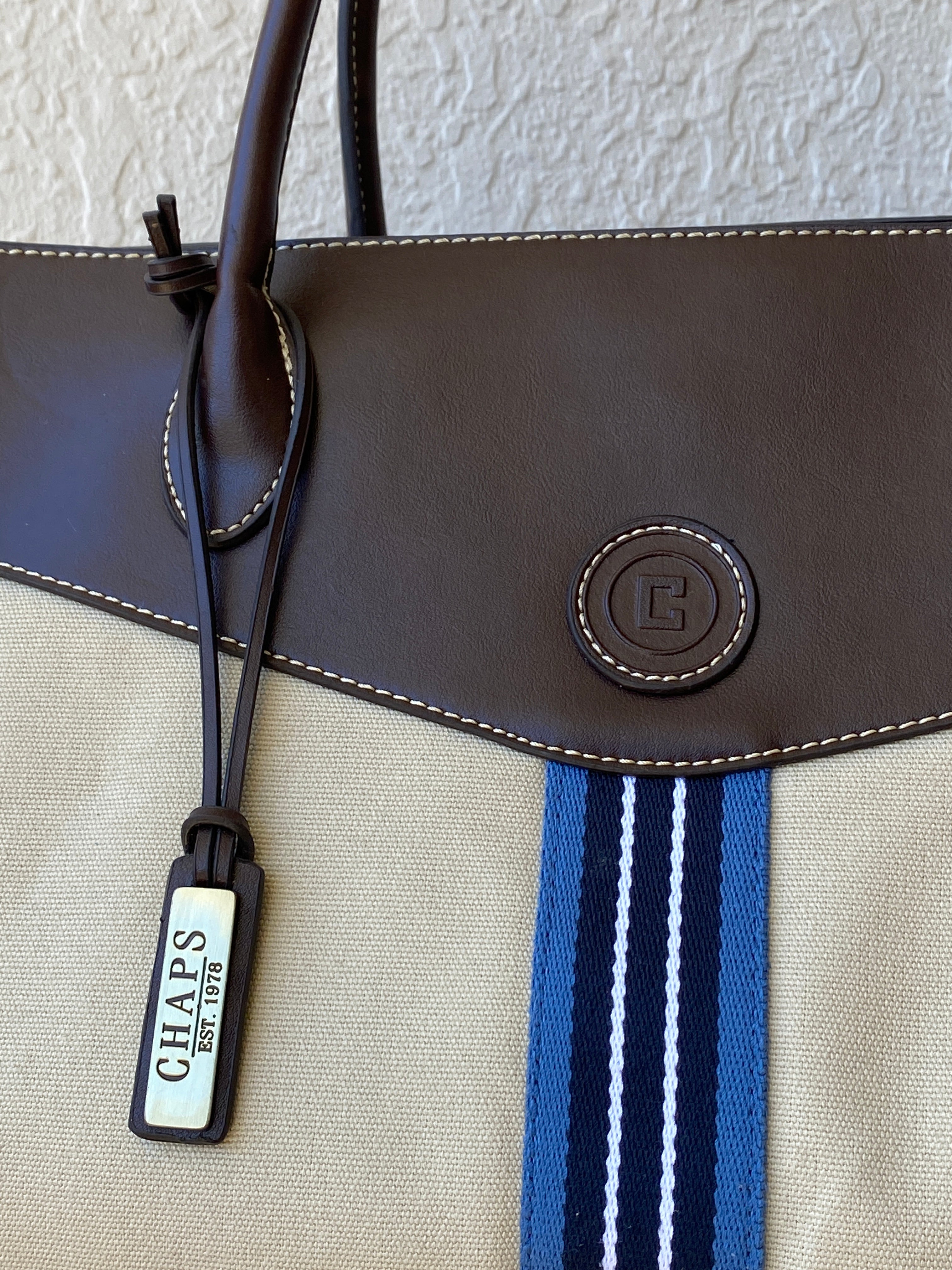 Y2K Chaps By Ralph Lauren Shoulder Bag Canvas & Vegan Leather Purse - Balagan Vintage Shoulder Bag 00s, 90s, bag, Chaps, chaps by ralph lauren, NEW IN, shoulder bag, Y2K