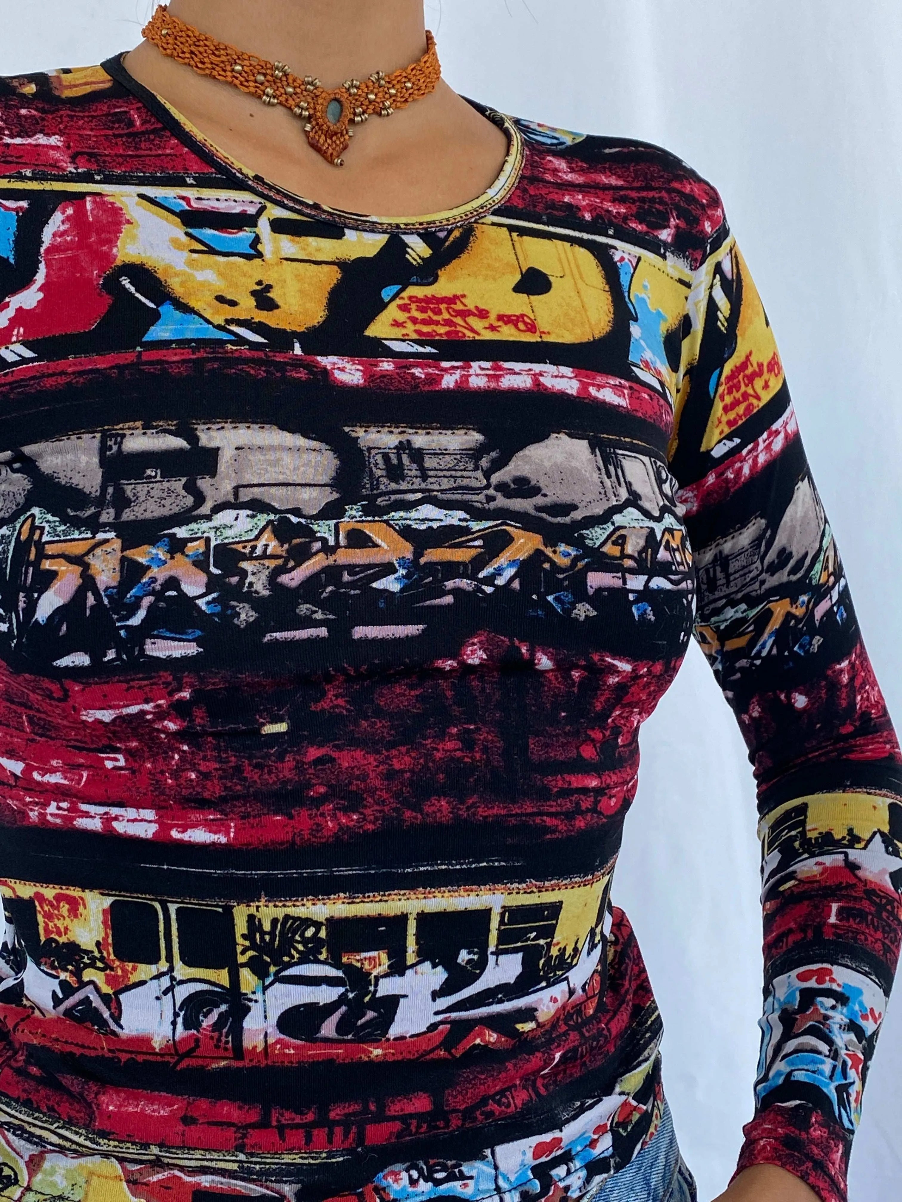 Y2K Clock House by C&A Graphic Top - Balagan Vintage Full Sleeve Top 90s, graphic, graphic top, summer, Tojan
