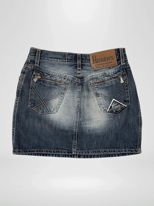 Y2K Distressed Roger‘s Mini Denim Skirt - S - Balagan Vintage Denim Skirt 00s, denim, denim skirt, jeans, shorts, Y2K