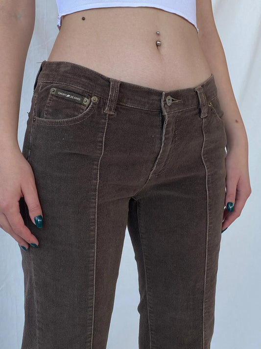 Y2K DKNY East Village Jeans Brown Mid-Rise Flare Corduroy Pants - 38EUR - Balagan Vintage Corduroy Pants Ayah, corduroy, corduroy pants, pants, vintage pants