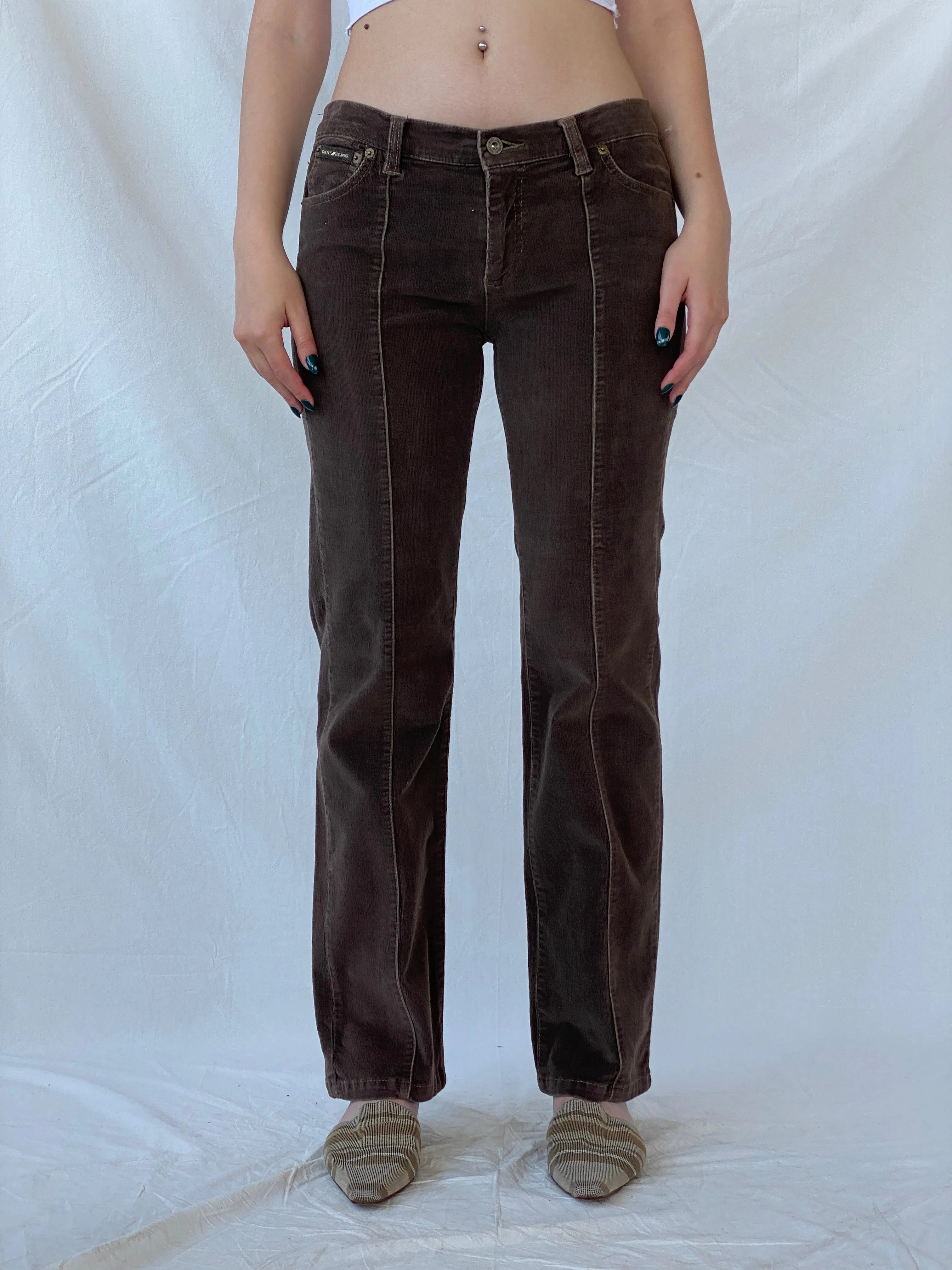 Y2K DKNY East Village Jeans Brown Mid-Rise Flare Corduroy Pants - 38EUR - Balagan Vintage Corduroy Pants Ayah, corduroy, corduroy pants, pants, vintage pants