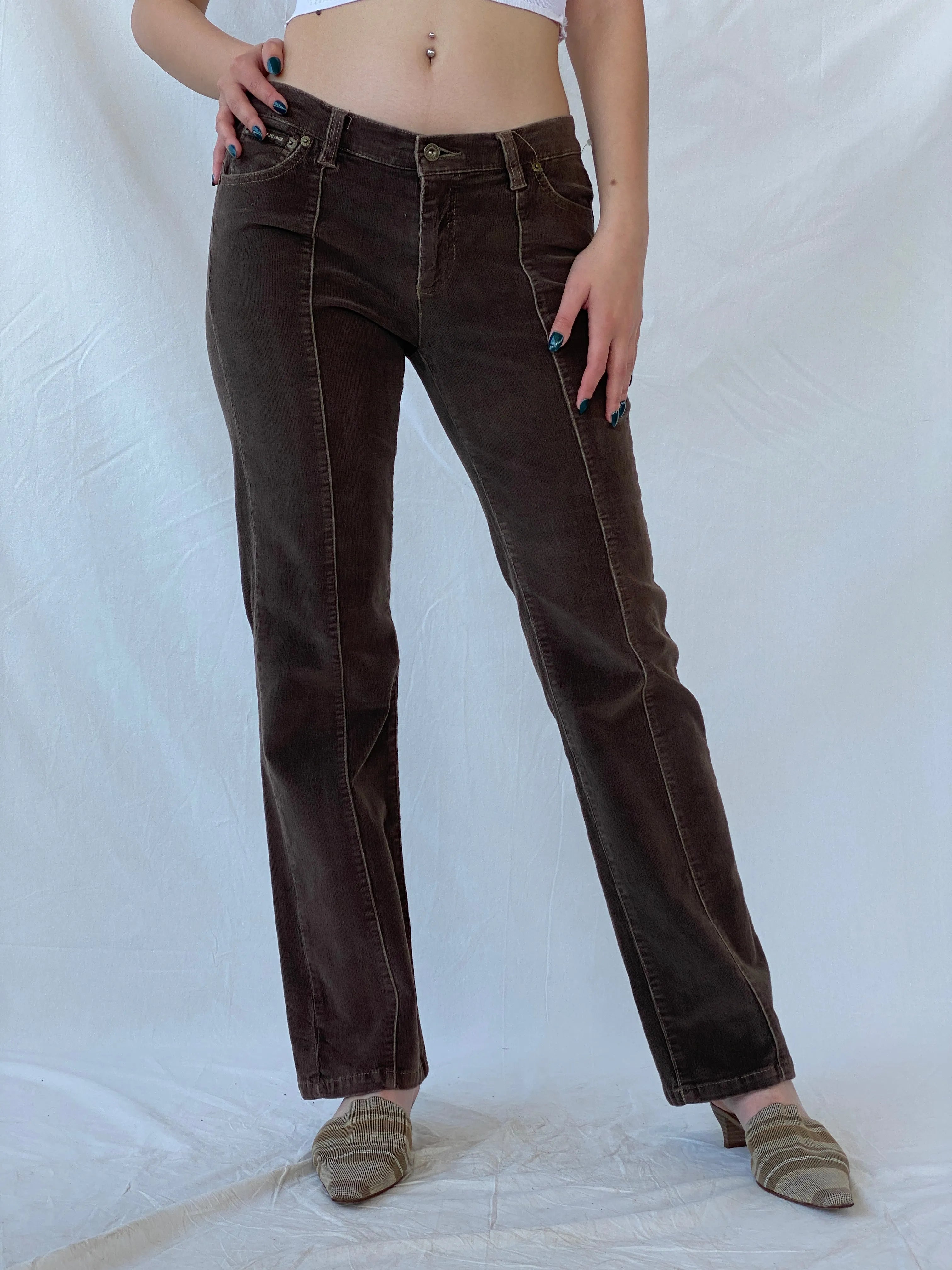 Y2K DKNY East Village Jeans Brown Mid-Rise Flare Corduroy Pants - 38EUR - Balagan Vintage Corduroy Pants Ayah, corduroy, corduroy pants, pants, vintage pants