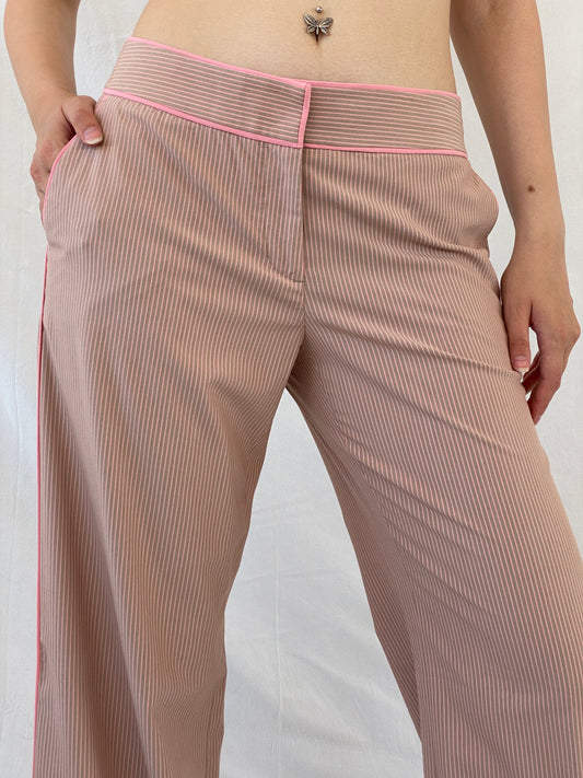 Y2K Express Design Studio Pink Pinstripe Wide Leg Pants - M - Balagan Vintage Pants 00s, Ayah, NEW IN, Office core, pants, striped pants, winter