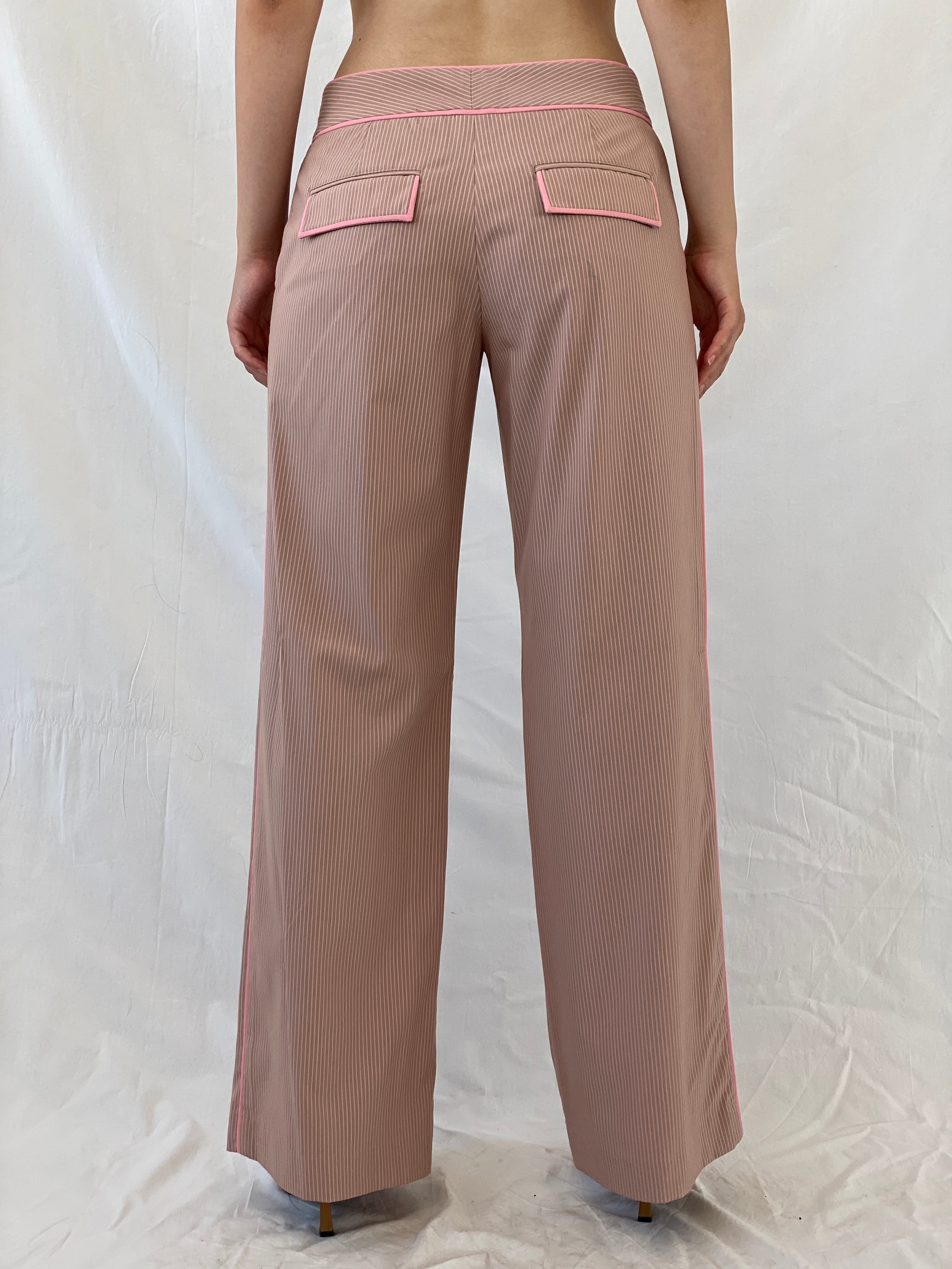 Y2K Express Design Studio Pink Pinstripe Wide Leg Pants - M - Balagan Vintage Pants 00s, Ayah, NEW IN, Office core, pants, striped pants, winter