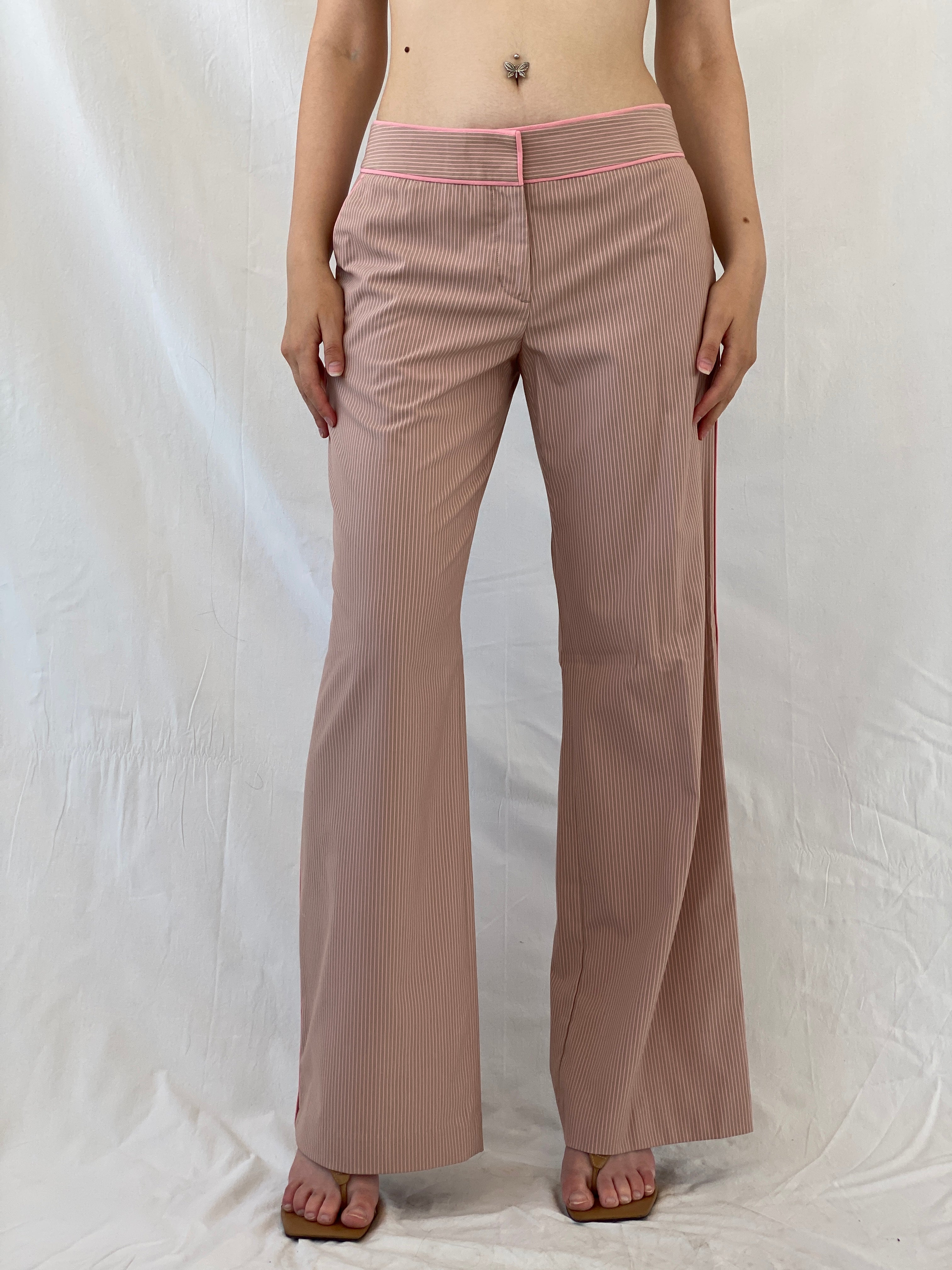 Y2K Express Design Studio Pink Pinstripe Wide Leg Pants - M - Balagan Vintage Pants 00s, Ayah, NEW IN, Office core, pants, striped pants, winter