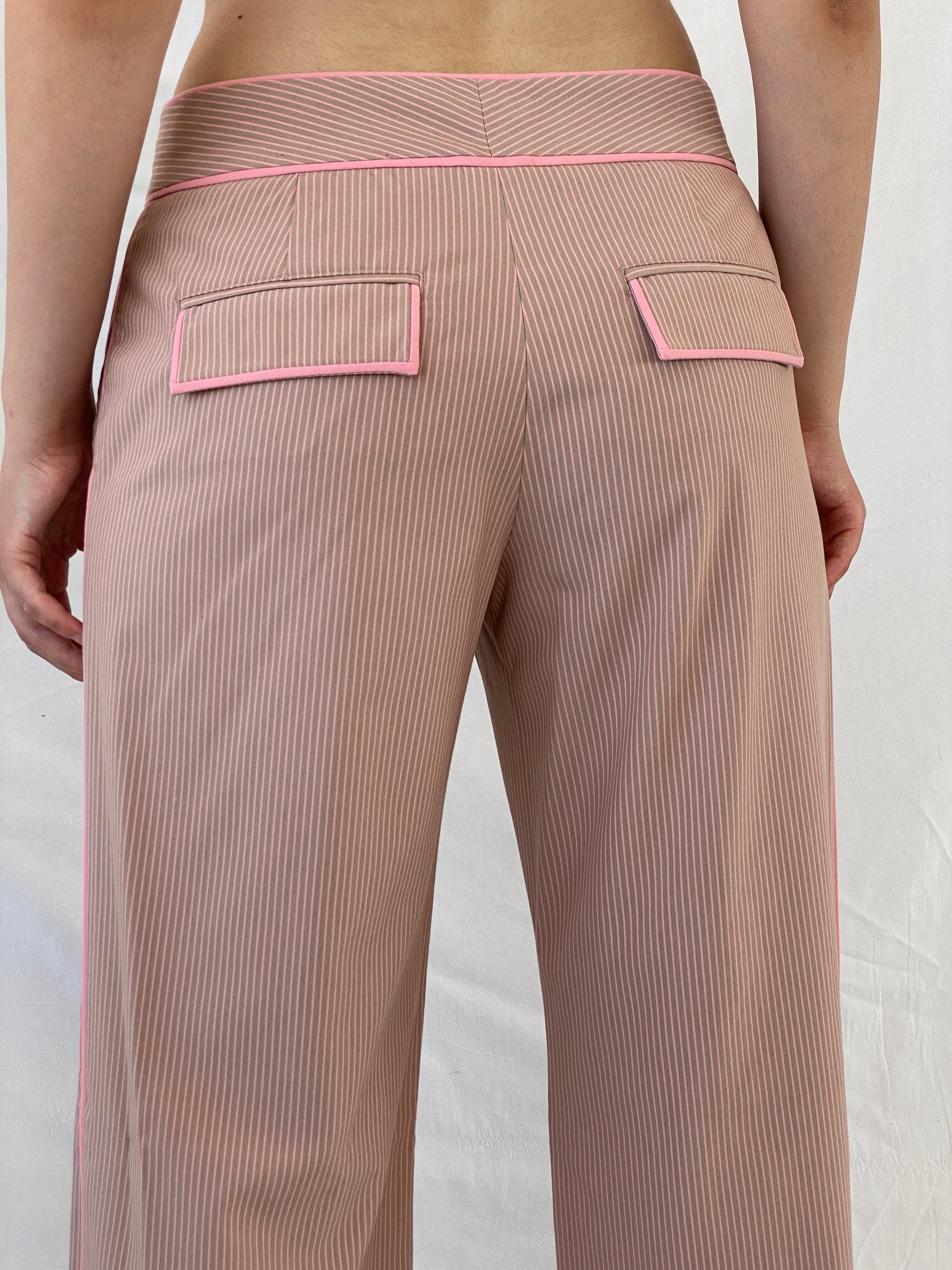 Y2K Express Design Studio Pink Pinstripe Wide Leg Pants - M - Balagan Vintage Pants 00s, Ayah, NEW IN, Office core, pants, striped pants, winter