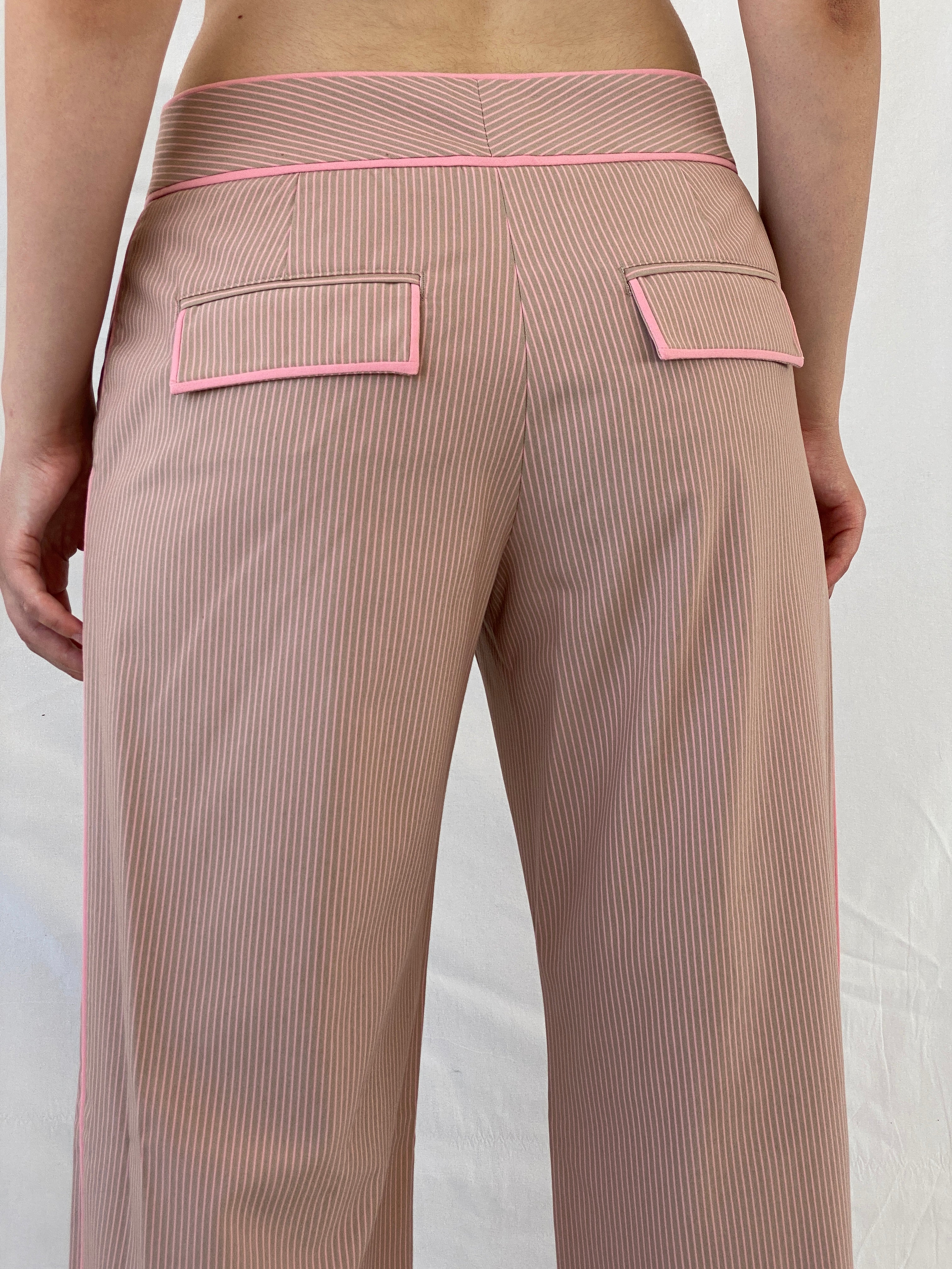 Y2K Express Design Studio Pink Pinstripe Wide Leg Pants - M - Balagan Vintage Pants 00s, Ayah, NEW IN, Office core, pants, striped pants, winter