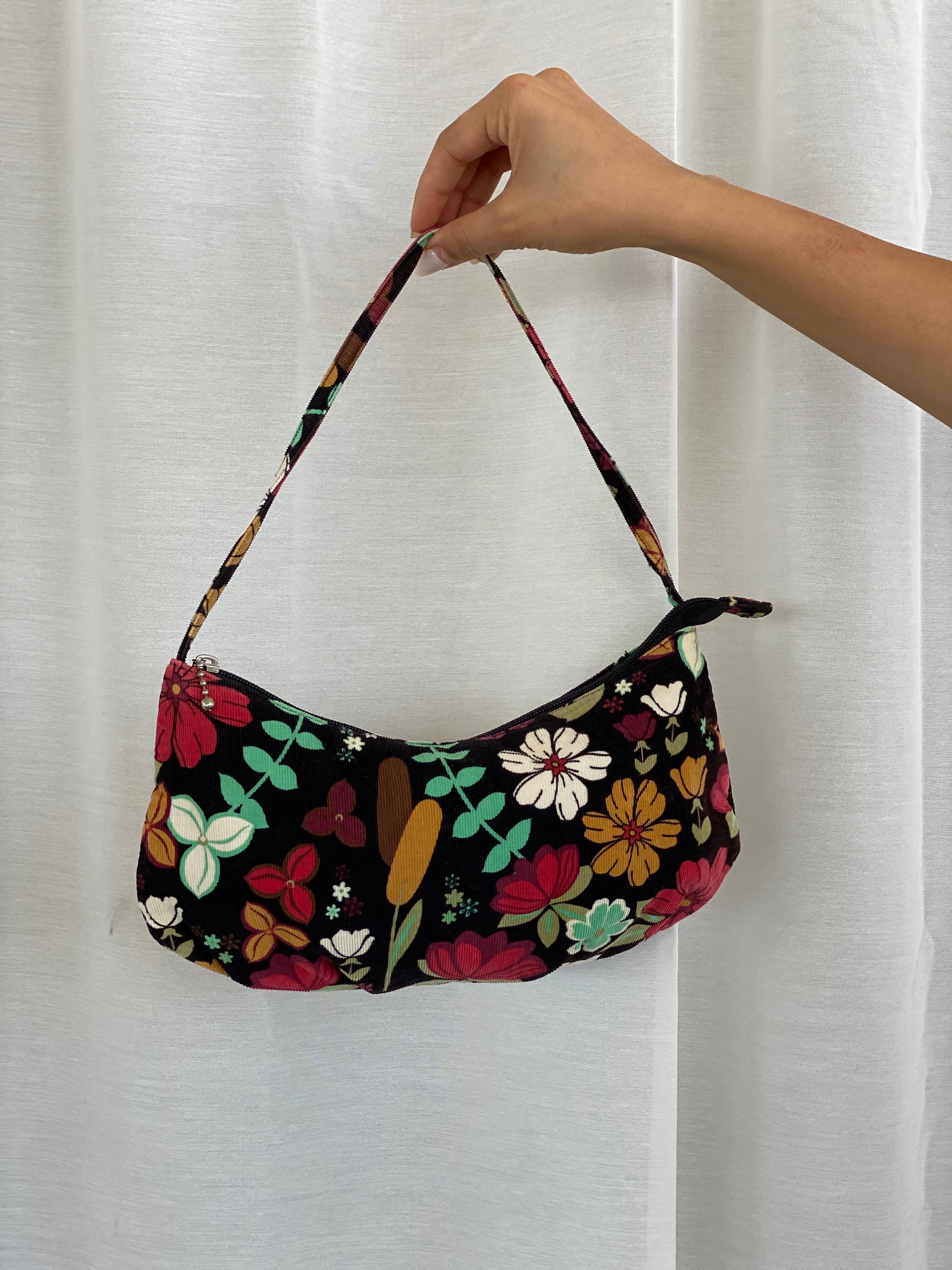 Y2K Floral Corduroy Exterior Shoulder Bag - Balagan Vintage Handbags 00s, 90s, bag, floral, NEW IN, shoulder bag, Y2K