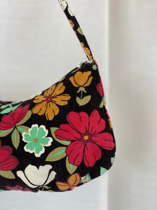 Y2K Floral Corduroy Exterior Shoulder Bag - Balagan Vintage Handbags 00s, 90s, bag, floral, NEW IN, shoulder bag, Y2K