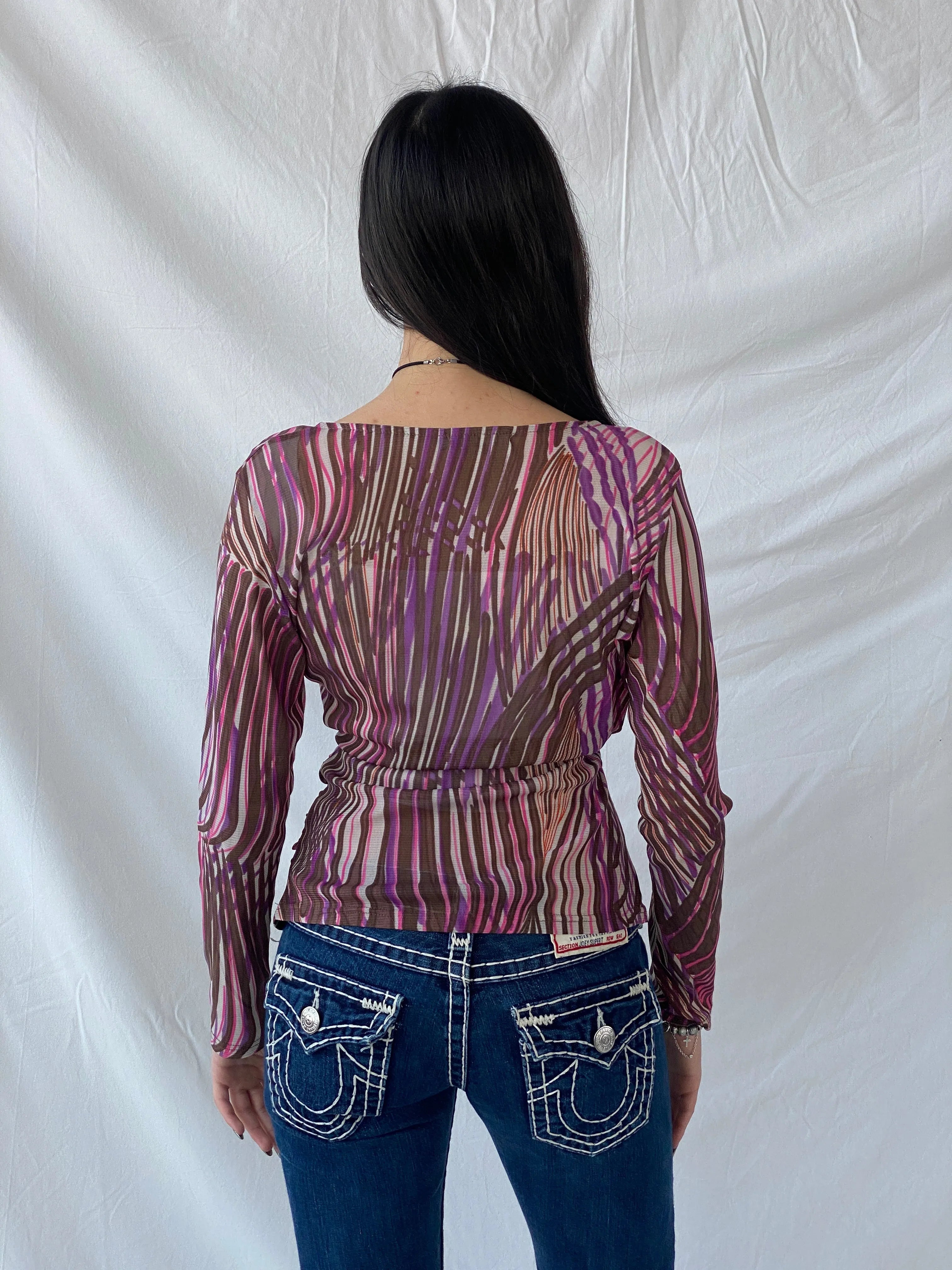 Y2K Full Sleeve Sheer Pink Groovy Women’s Top - M - Balagan Vintage Full Sleeve Top 00s, full sleeve top, groovy, NEW IN, Syntia, women top