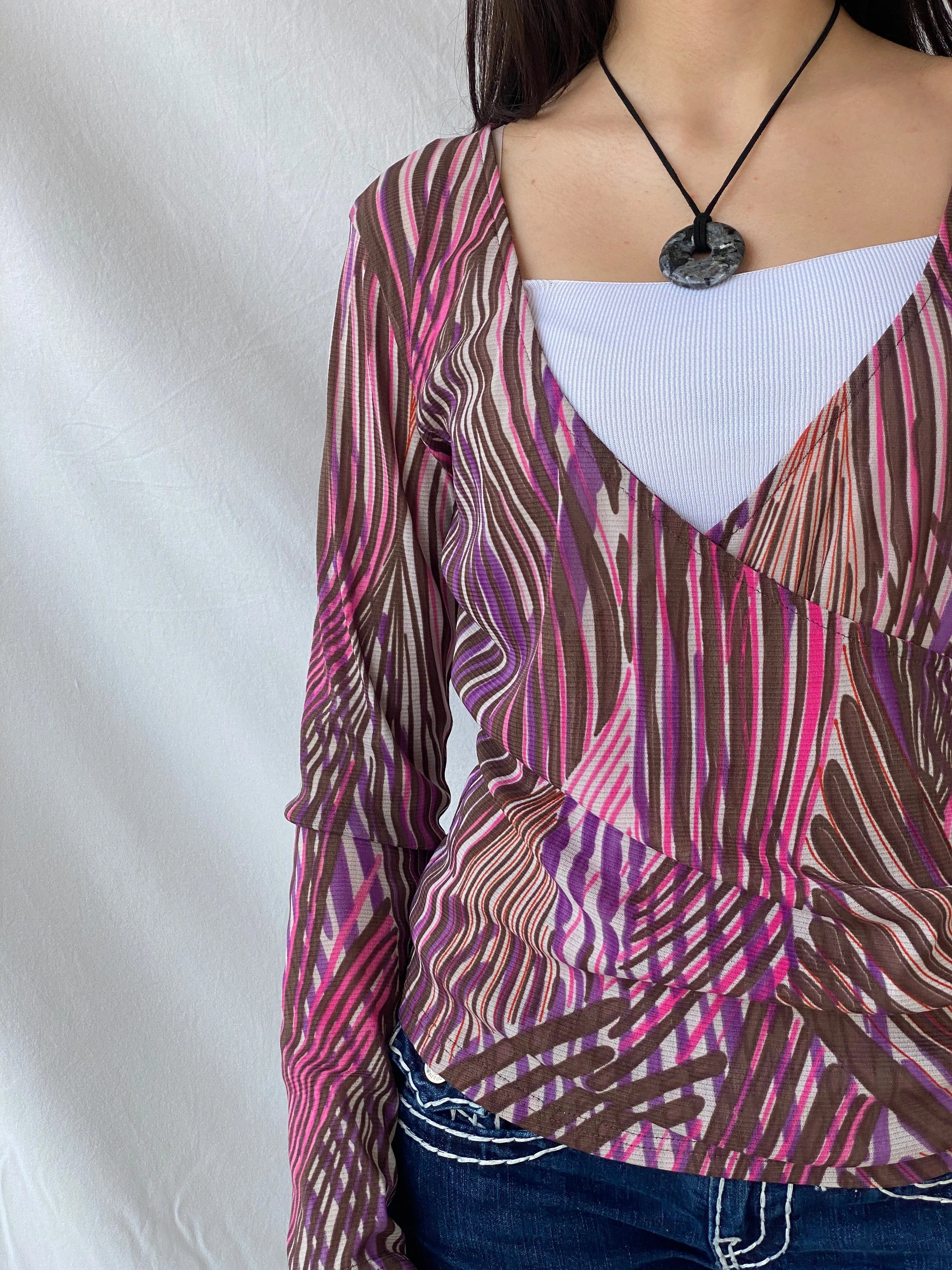 Y2K Full Sleeve Sheer Pink Groovy Women’s Top - M - Balagan Vintage Full Sleeve Top 00s, full sleeve top, groovy, NEW IN, Syntia, women top