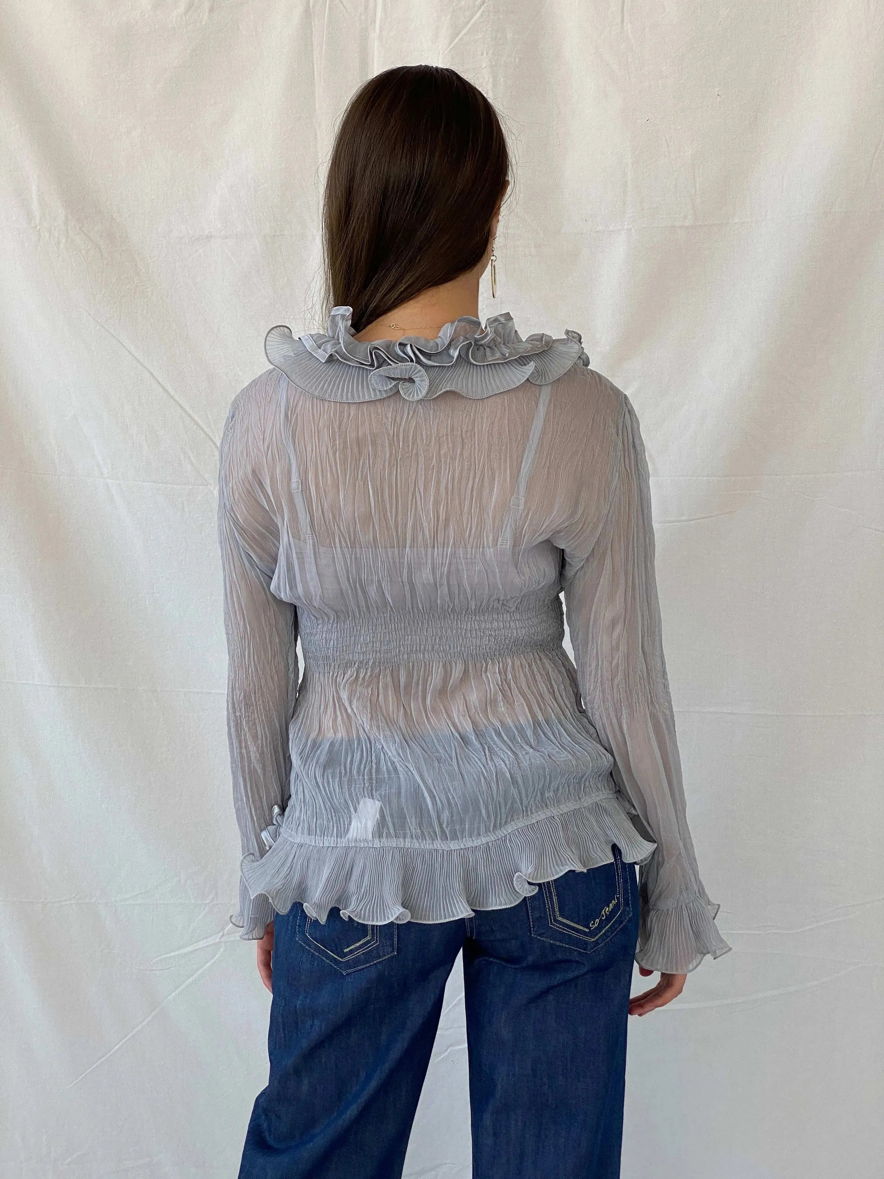 Y2K G&Y Fashion Ruffled Office Core Blouse - XL - Balagan Vintage Full Sleeve Top 00s, 90s, Mira, Office core, women top