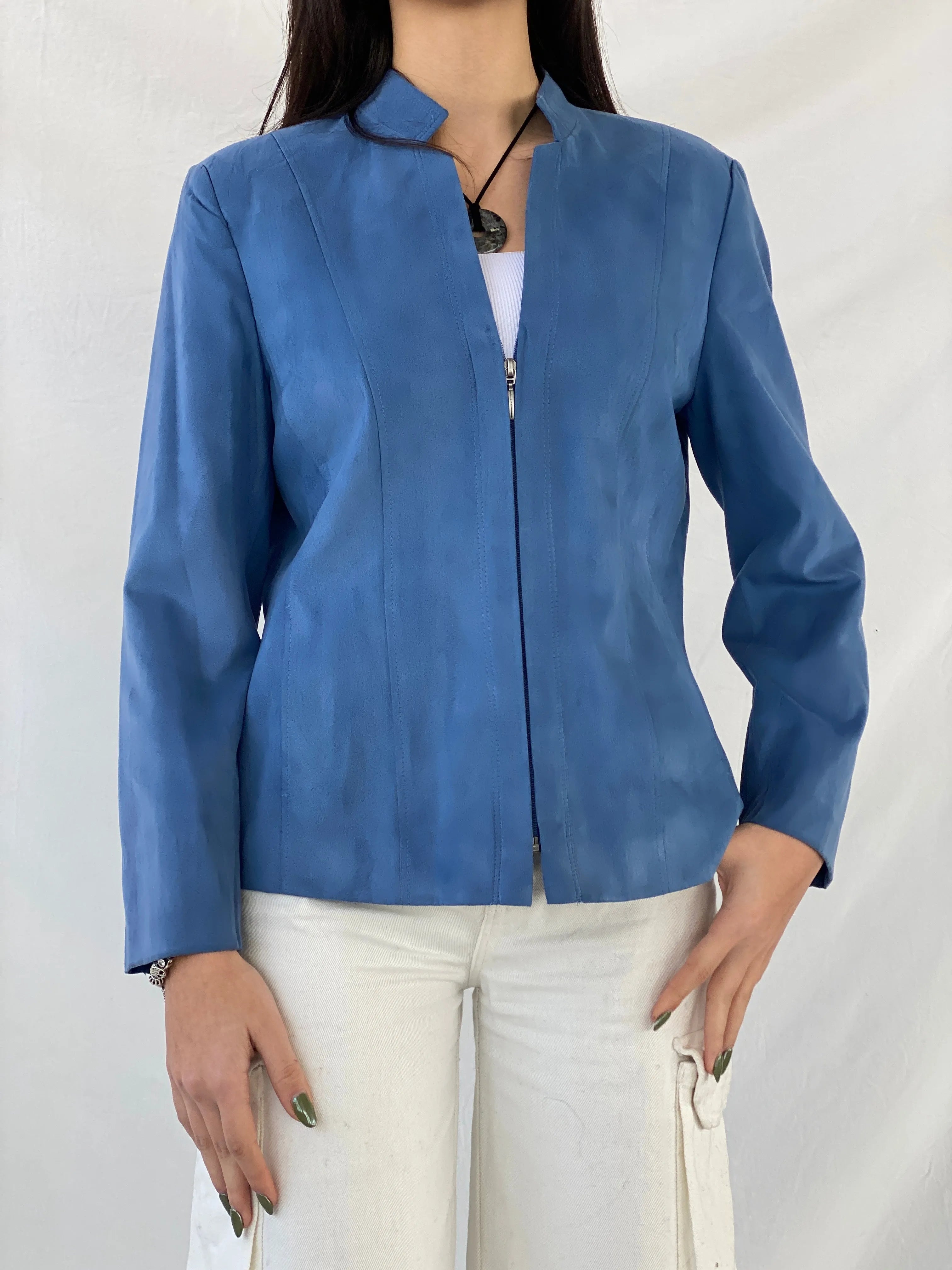 Y2K Gelco Zip Up Blue Women’s Blazer - M - Balagan Vintage Blazer 90s, blazer, Coats&Jackets, Syntia, winter, Women's Blazers