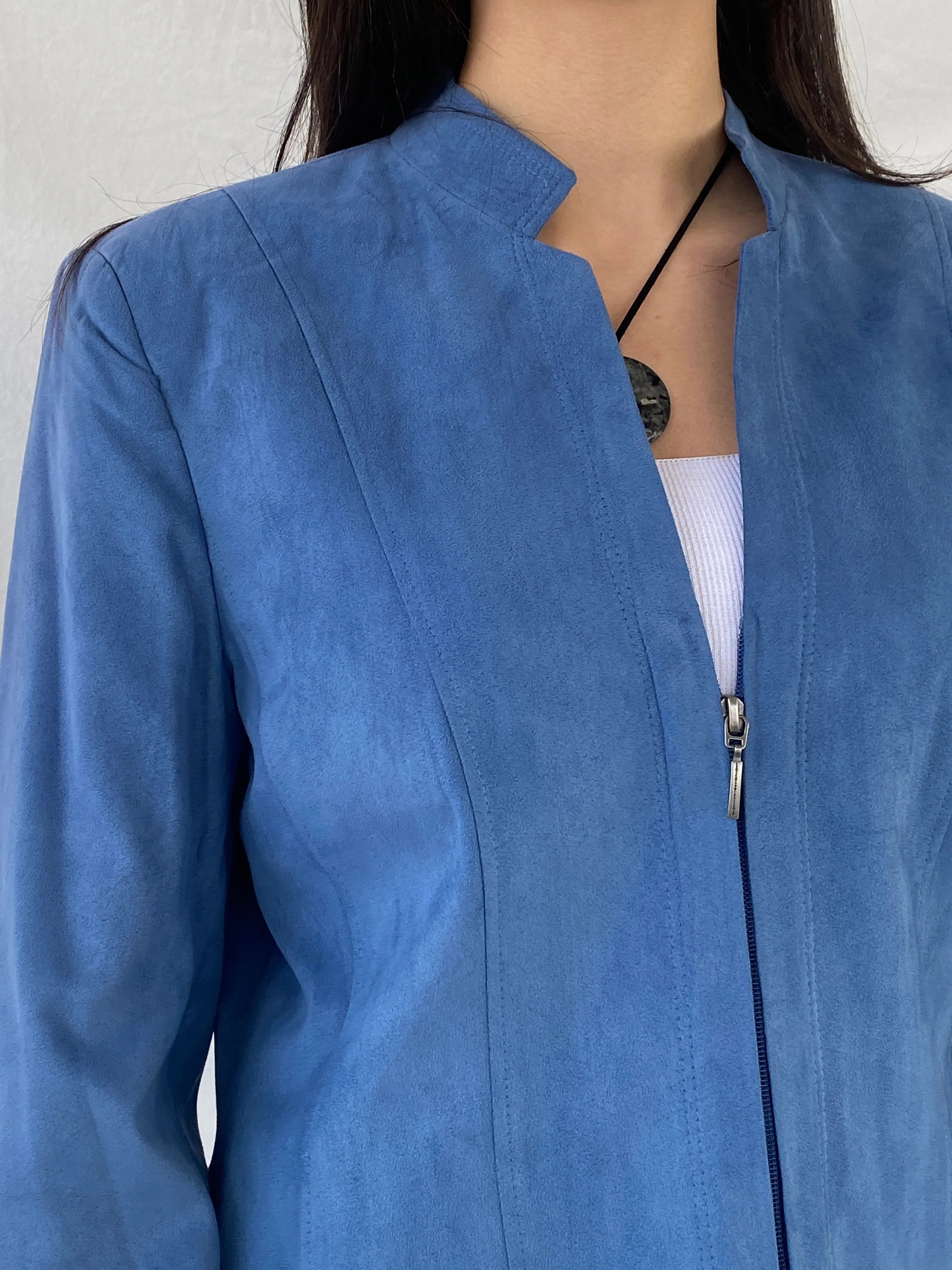 Y2K Gelco Zip Up Blue Women’s Blazer - M - Balagan Vintage Blazer 90s, blazer, Coats&Jackets, Syntia, winter, Women's Blazers