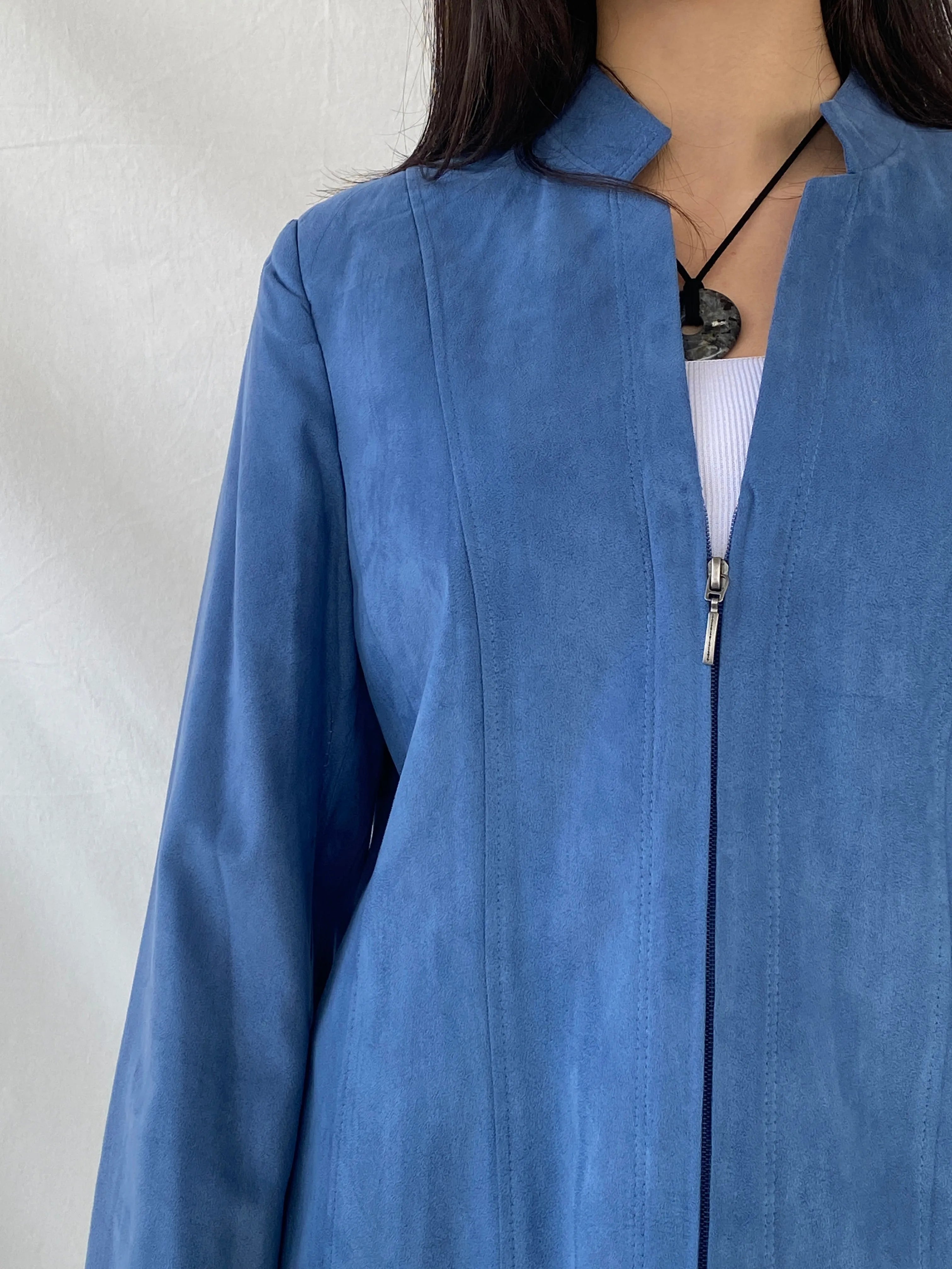 Y2K Gelco Zip Up Blue Women’s Blazer - M - Balagan Vintage Blazer 90s, blazer, Coats&Jackets, Syntia, winter, Women's Blazers
