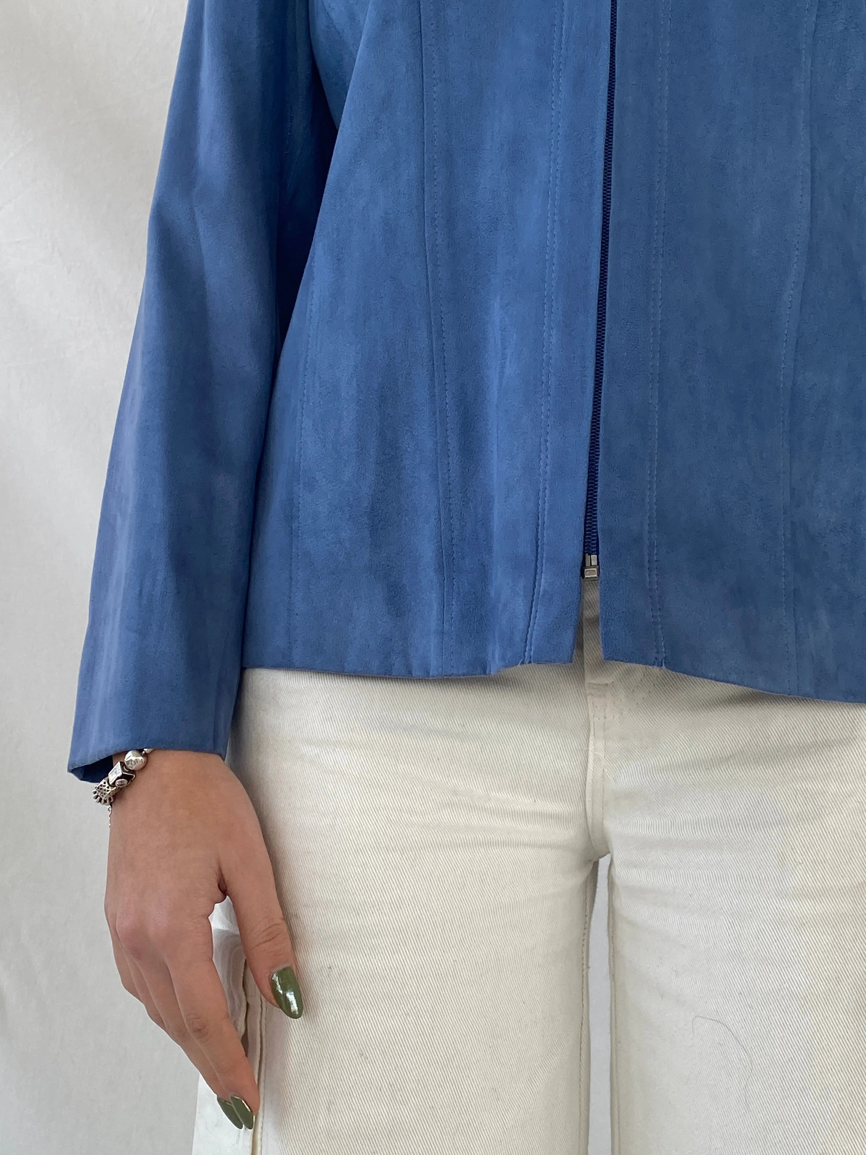 Y2K Gelco Zip Up Blue Women’s Blazer - M - Balagan Vintage Blazer 90s, blazer, Coats&Jackets, Syntia, winter, Women's Blazers