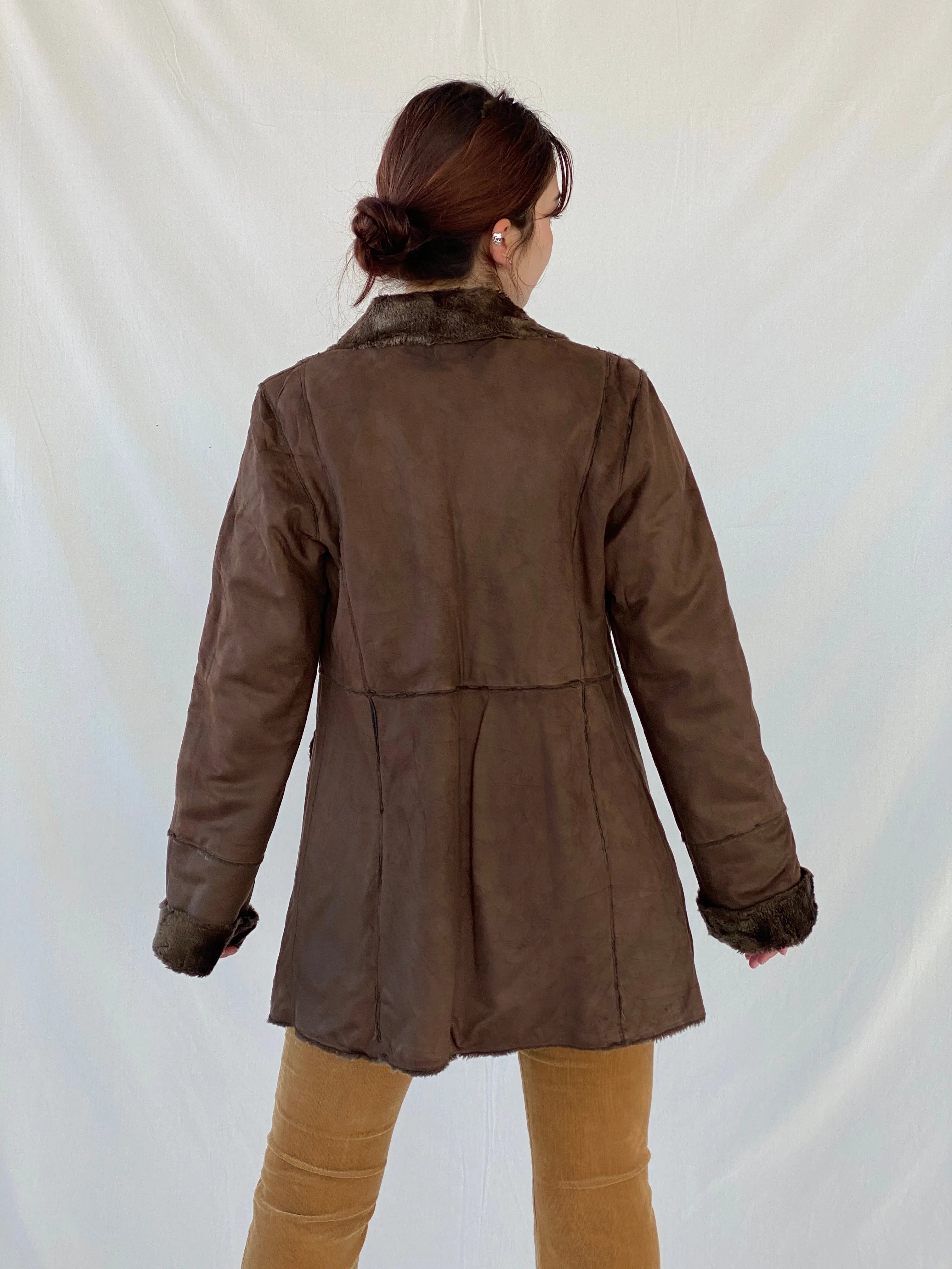 Y2K GINA BENOTTI Brown Afghan Style Fur-lined Coat - S - Balagan Vintage Coat 00s, Afghan style, Ayah, coat, faux fur