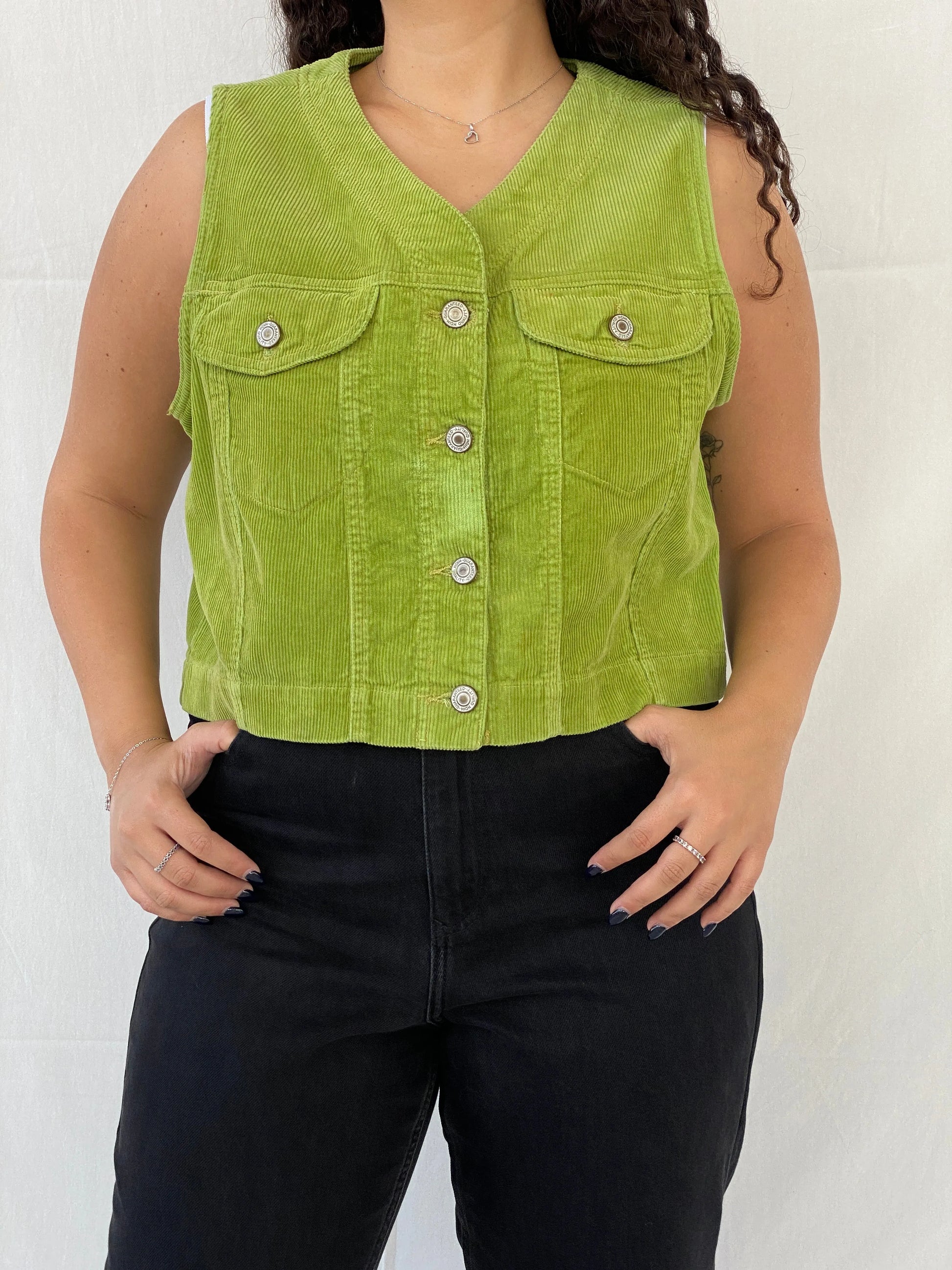 Y2K Hema Green Corduroy Vest - XL - Balagan Vintage Vest corduroy, denim vest, Dina, vest