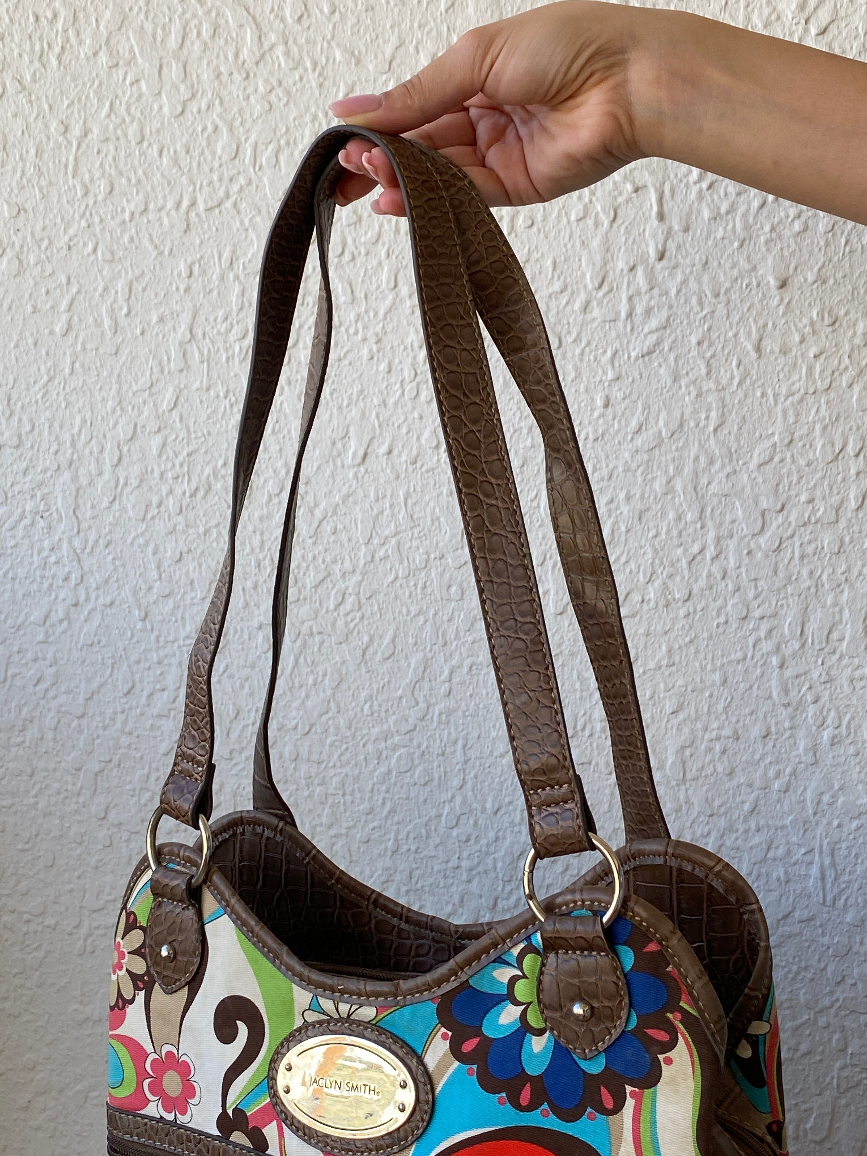Y2K Jaclyn Smith Faux Leather Floral Colorful Shoulder Bag - Balagan Vintage Shoulder Bag 00s, 90s, bag, floral, NEW IN, shoulder bag, Y2K