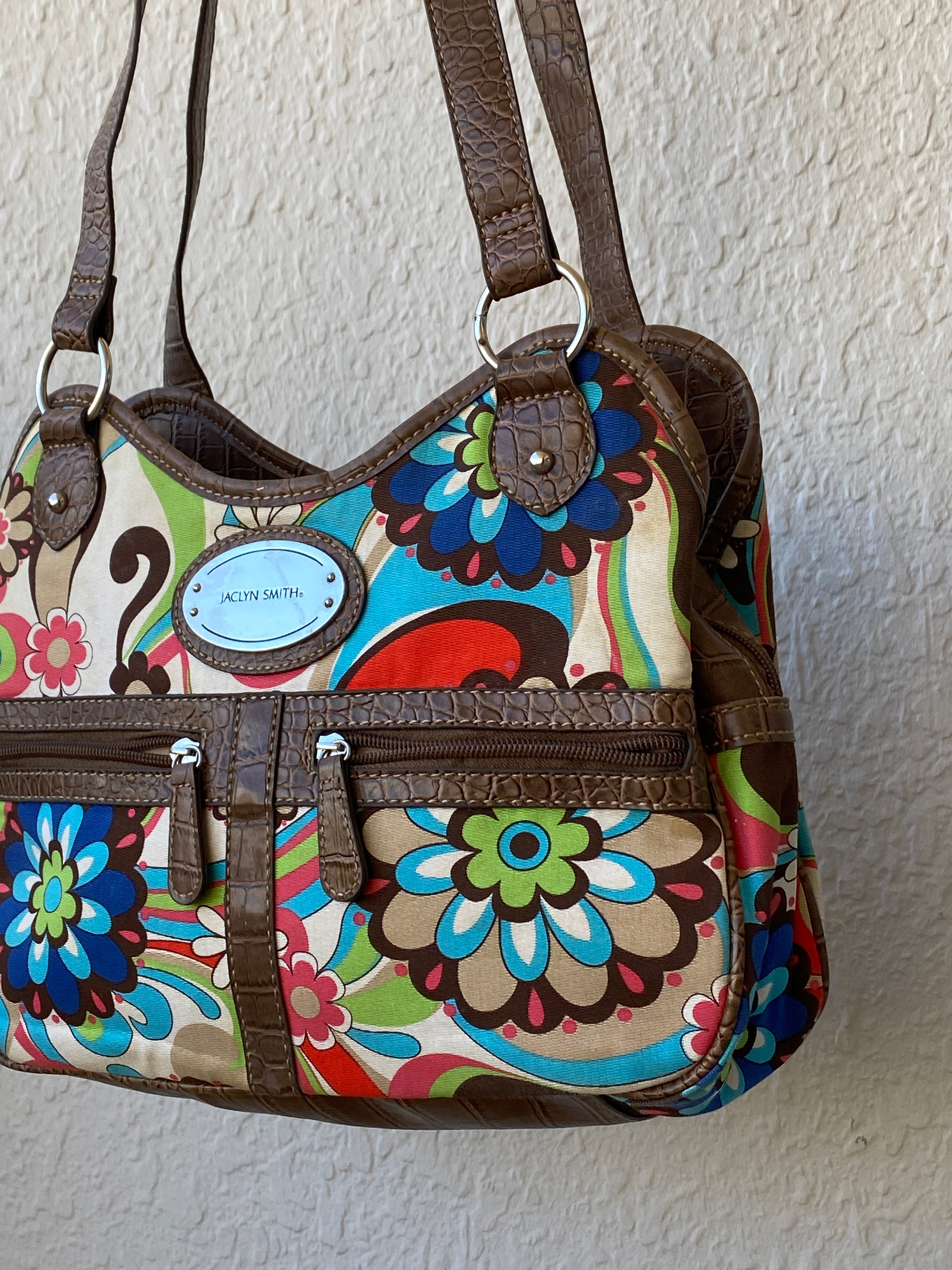 Y2K Jaclyn Smith Faux Leather Floral Colorful Shoulder Bag - Balagan Vintage Shoulder Bag 00s, 90s, bag, floral, NEW IN, shoulder bag, Y2K