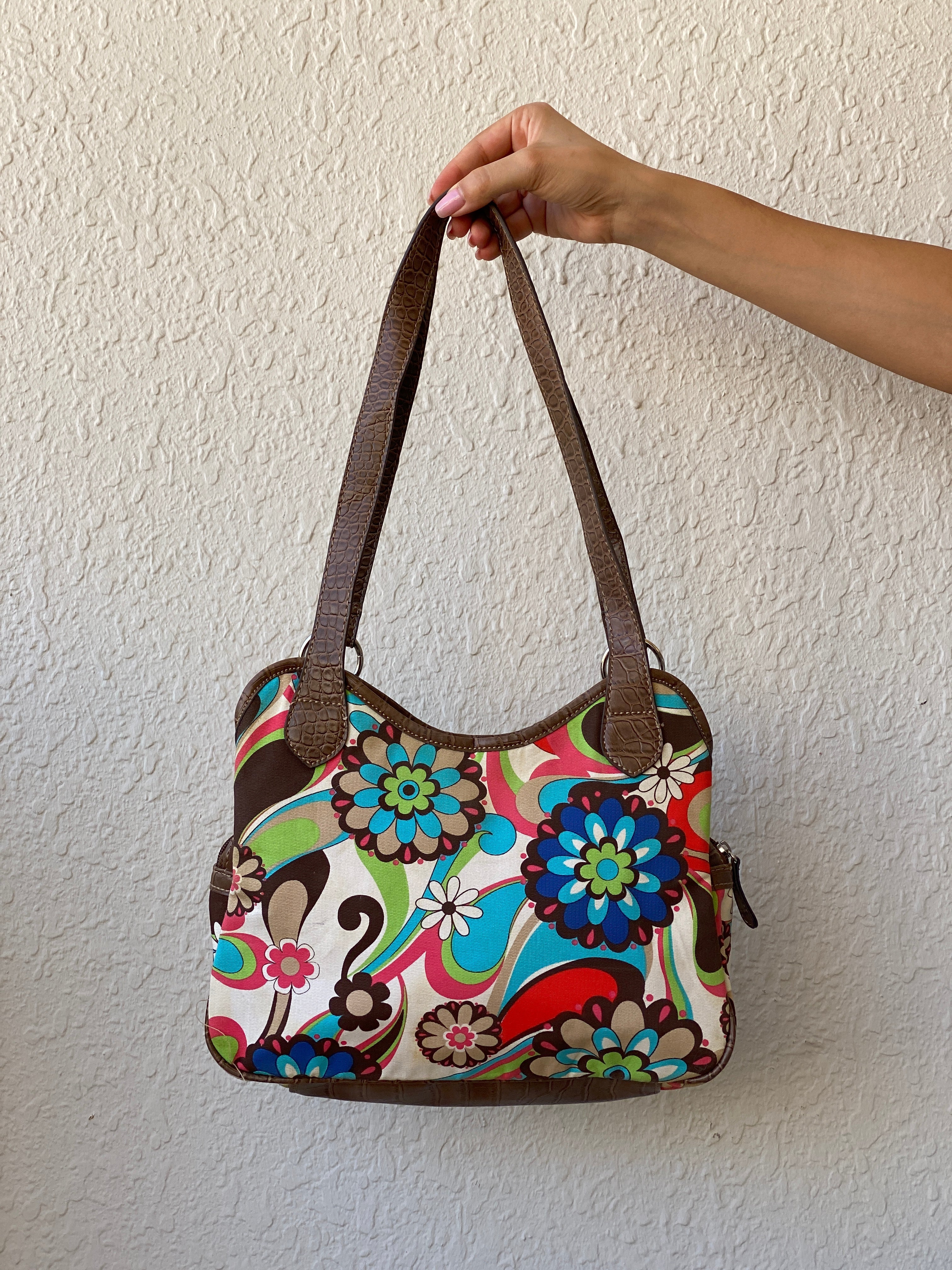 Y2K Jaclyn Smith Faux Leather Floral Colorful Shoulder Bag - Balagan Vintage Shoulder Bag 00s, 90s, bag, floral, NEW IN, shoulder bag, Y2K