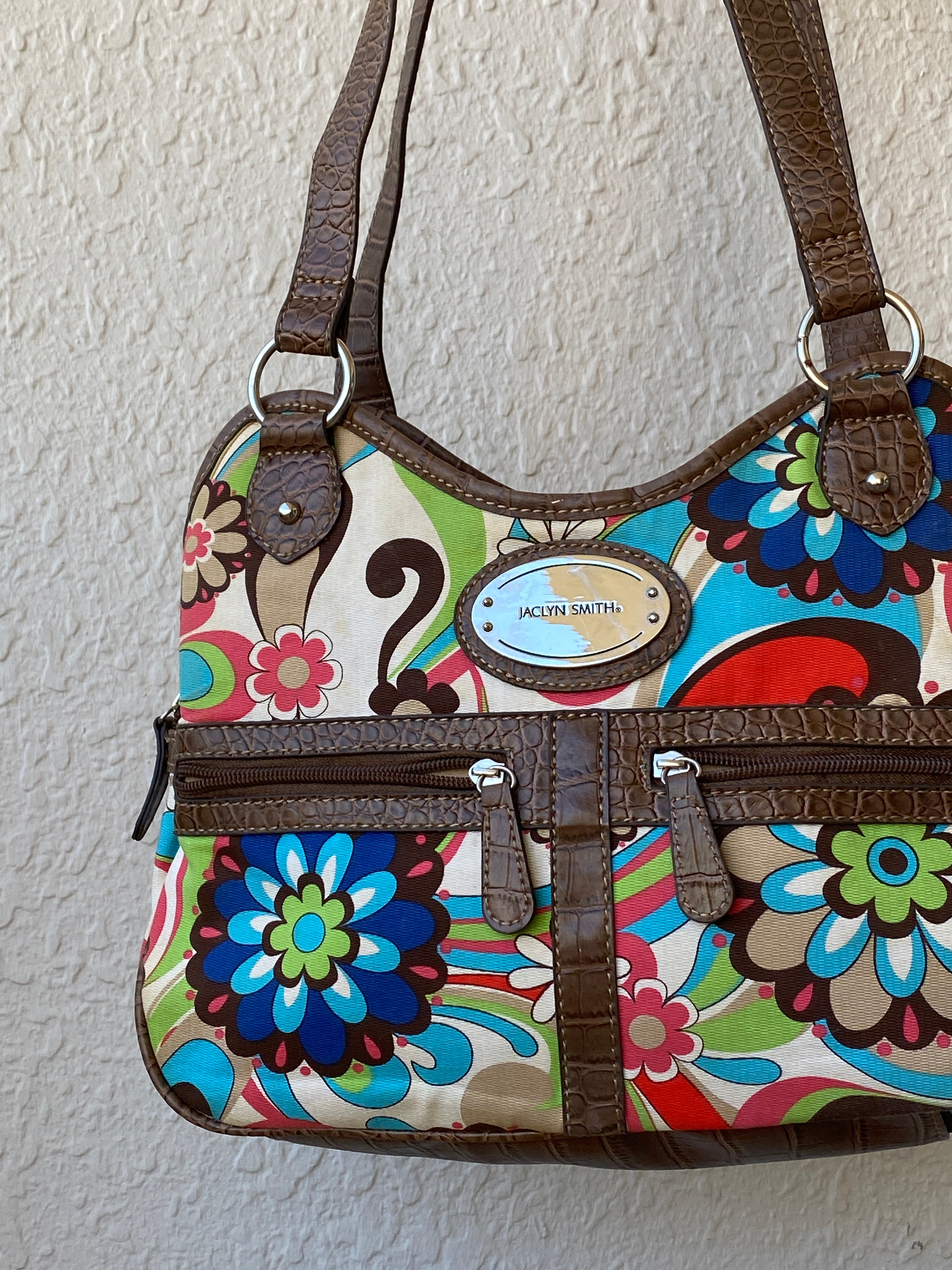 Y2K Jaclyn Smith Faux Leather Floral Colorful Shoulder Bag - Balagan Vintage Shoulder Bag 00s, 90s, bag, floral, NEW IN, shoulder bag, Y2K