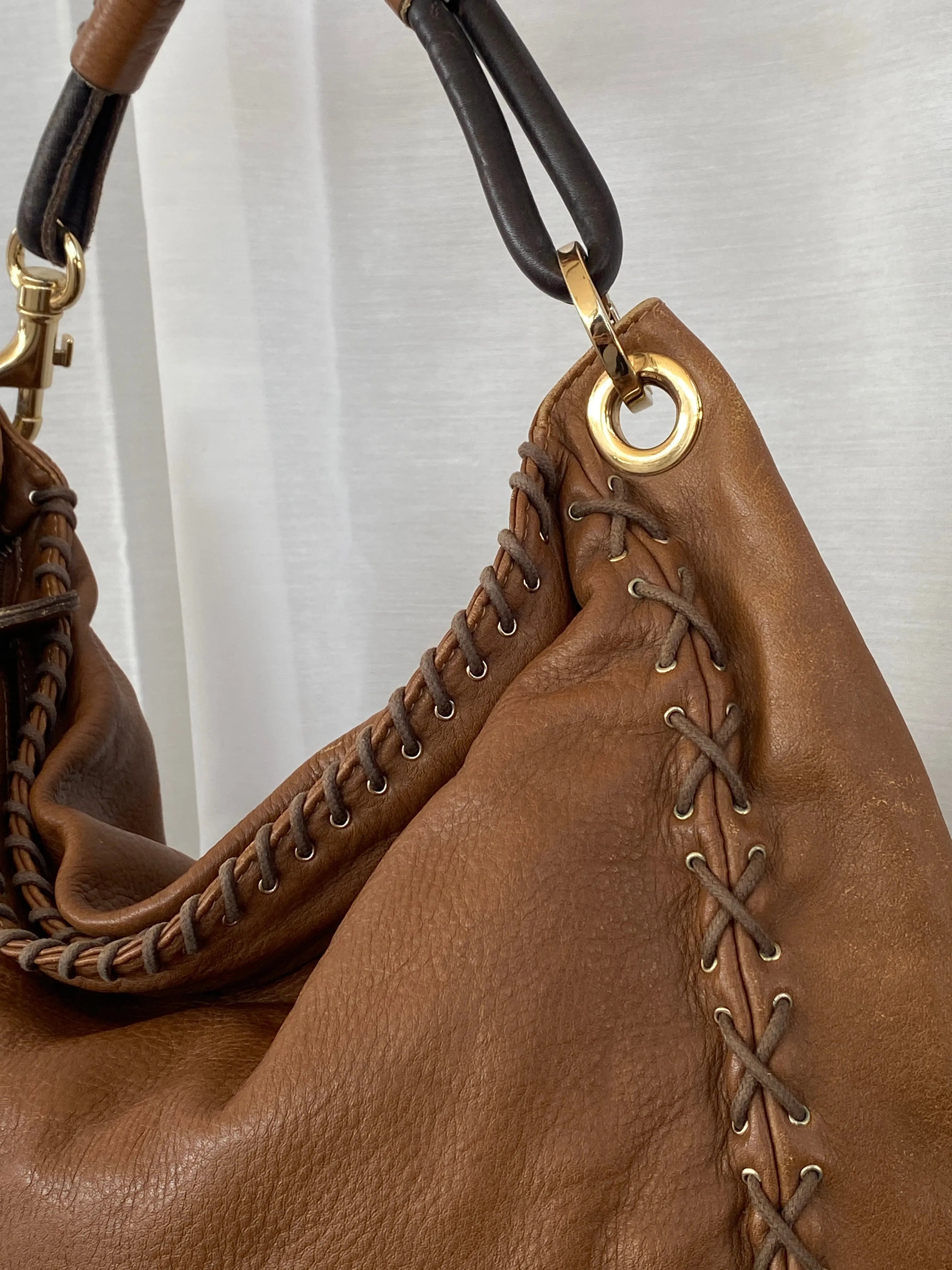 Y2K Jimmy Choo Brown Leather Large Hobo Braided Shoulder Bag - Balagan Vintage Shoulder Bag 90s, bag, black leather, consignment, genuine leather, shoulder bag, Tasnimk