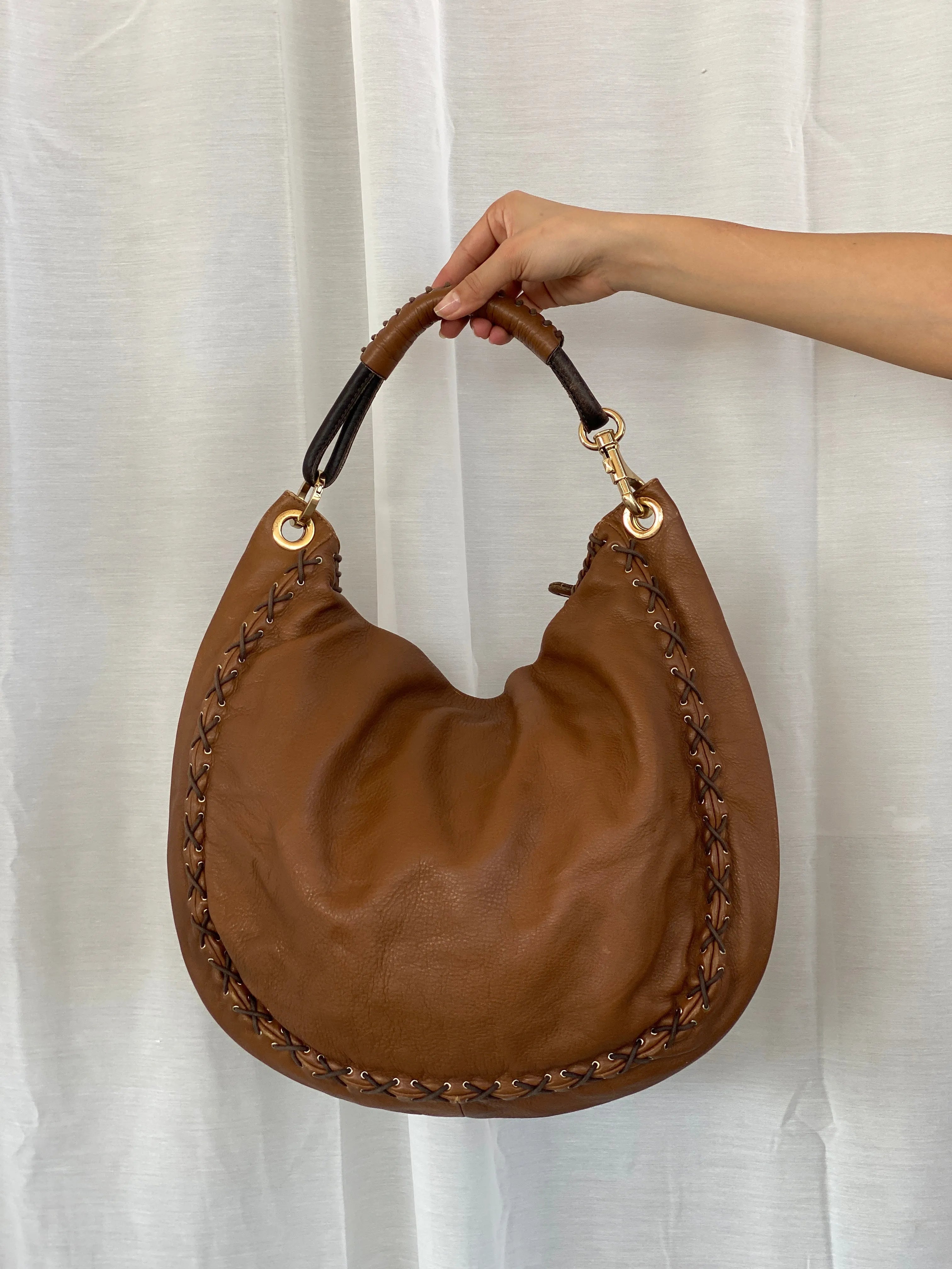 Y2K Jimmy Choo Brown Leather Large Hobo Braided Shoulder Bag - Balagan Vintage Shoulder Bag 90s, bag, black leather, consignment, genuine leather, shoulder bag, Tasnimk