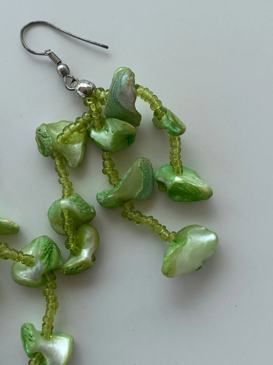 Y2K Lime Green Beaded Waterfall Earrings - Balagan Vintage Earrings 00s, 90s, Earrings