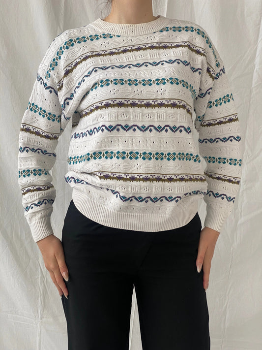 Y2k Long Sleeve Crew Neck Knitted Jumper - L - Balagan Vintage Sweater Ayah, knitted sweater, sweater, vest