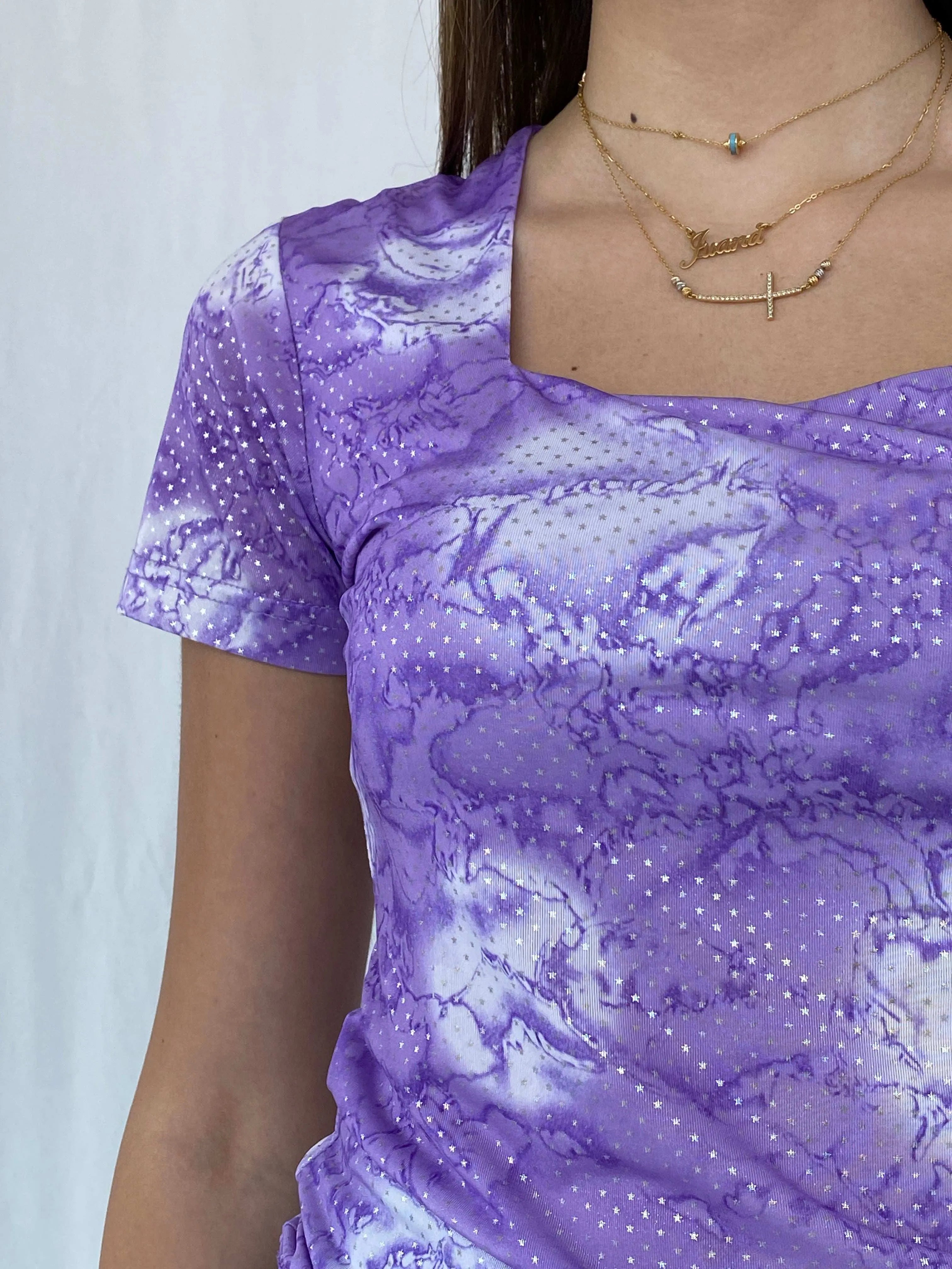 Y2K Metrofive Shimmery Top Size XL - Balagan Vintage Half Sleeve Top 00s, Juana, summer, Top, Y2K