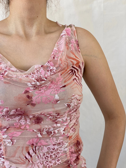 Y2K Mia Mia Fairy Pink Cowl Neck Twist Women’s Top - S - Balagan Vintage Sleeveless Top 00s, Ayah, summer, women top