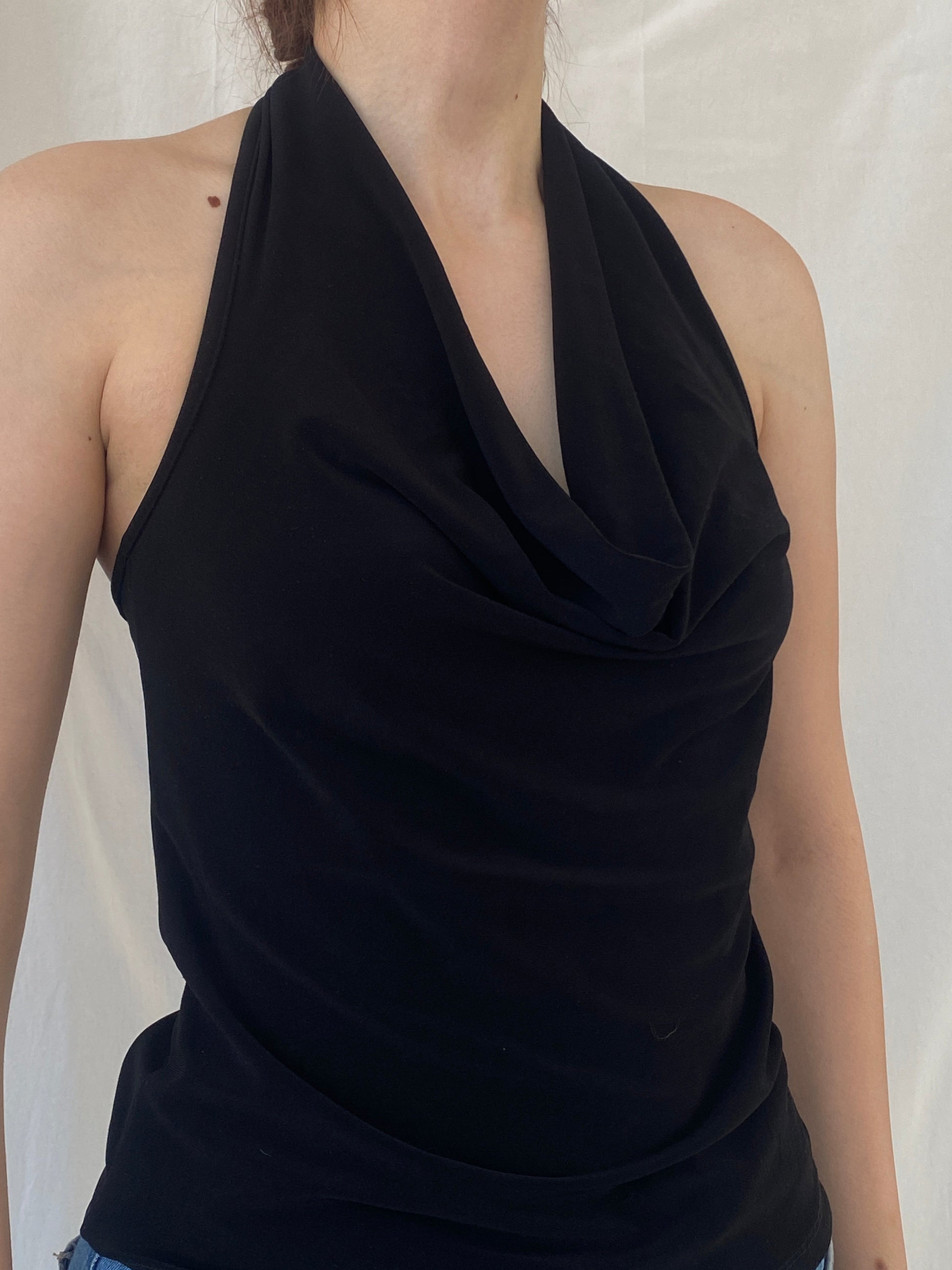 Y2K MISU Cowl Neck Black Halter Top - S - Balagan Vintage Halter Top 00s, Ayah, halter top, Top, women top