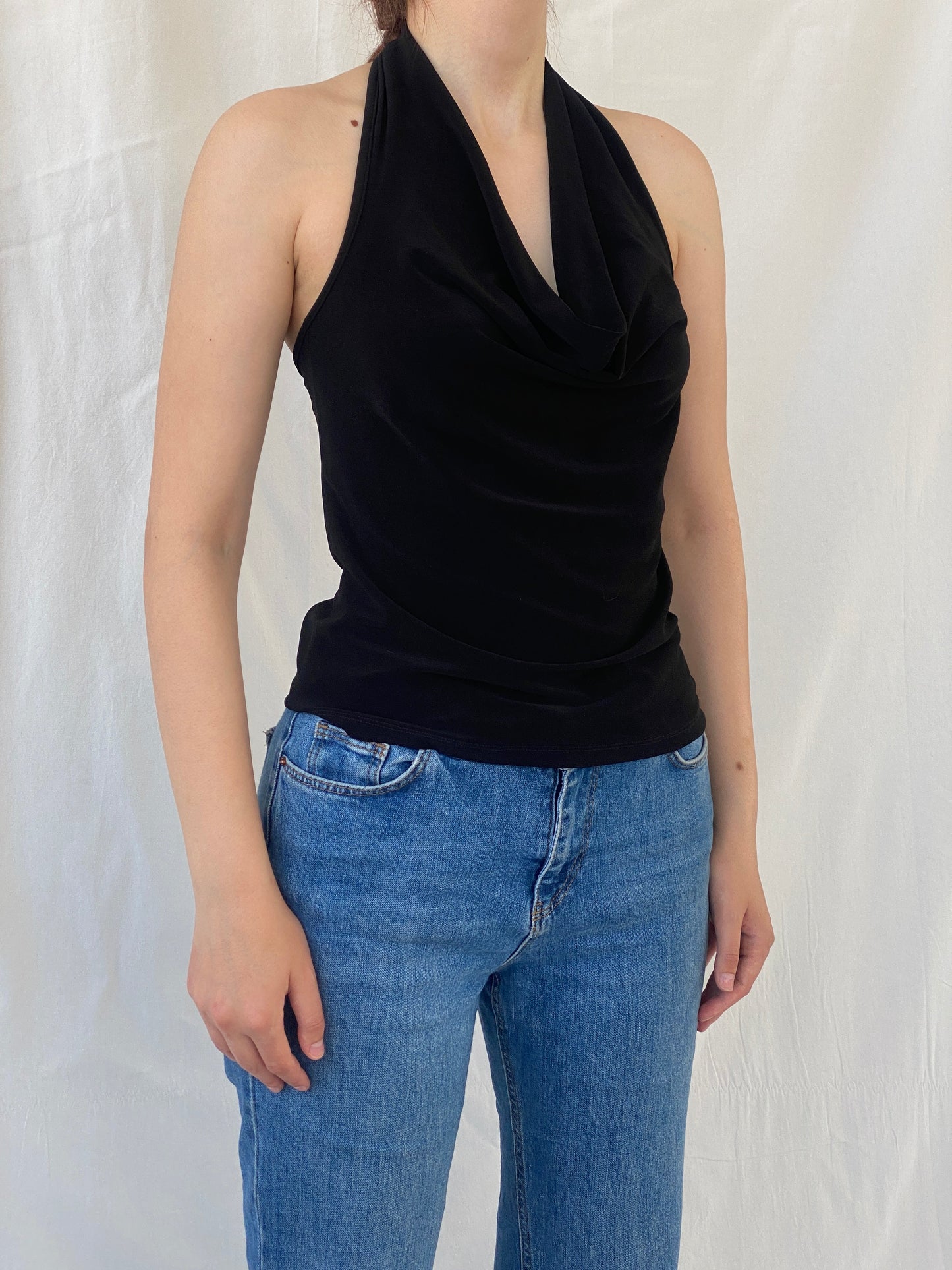 Y2K MISU Cowl Neck Black Halter Top - S - Balagan Vintage Halter Top 00s, Ayah, halter top, Top, women top