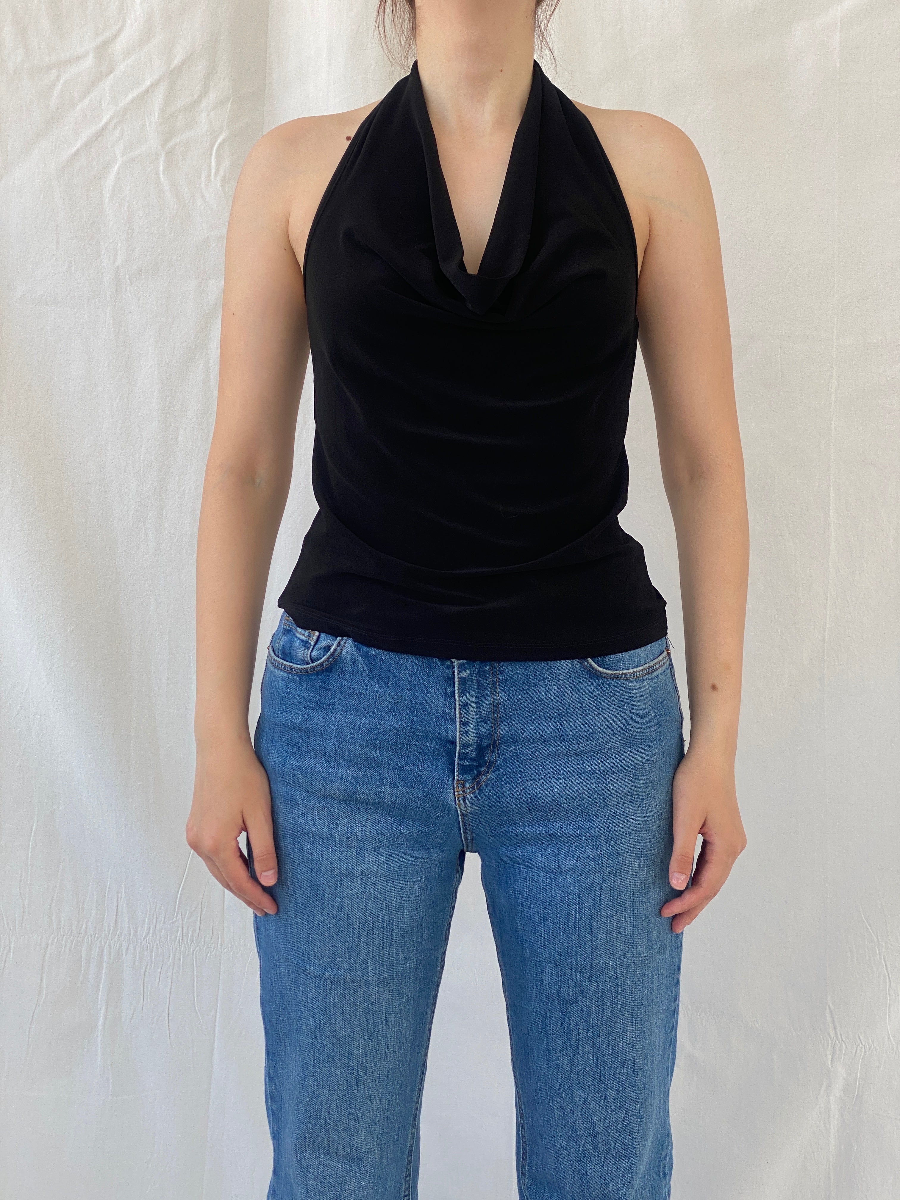 Y2K MISU Cowl Neck Black Halter Top - S - Balagan Vintage Halter Top 00s, Ayah, halter top, Top, women top