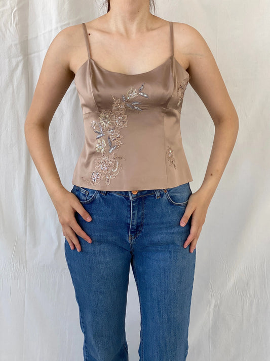 Y2K Next Women’s Cute Embellished Cami Top - M - Balagan Vintage Sleeveless Top 00s, Ayah, summer, women top